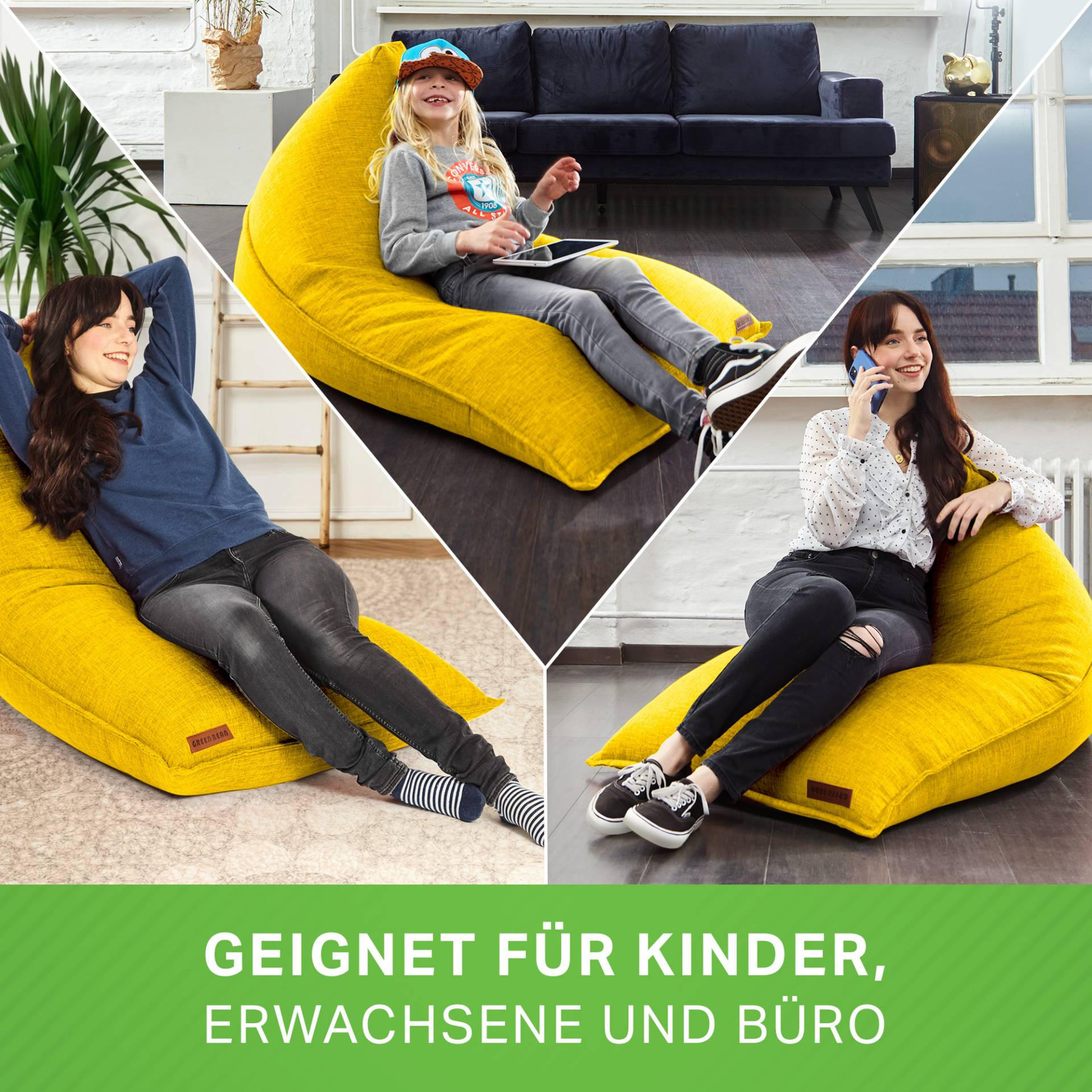 SITZSACK XXL Indoor 150x100x100cm - Gelb, Textil (100/100/150cm) - Green Bean