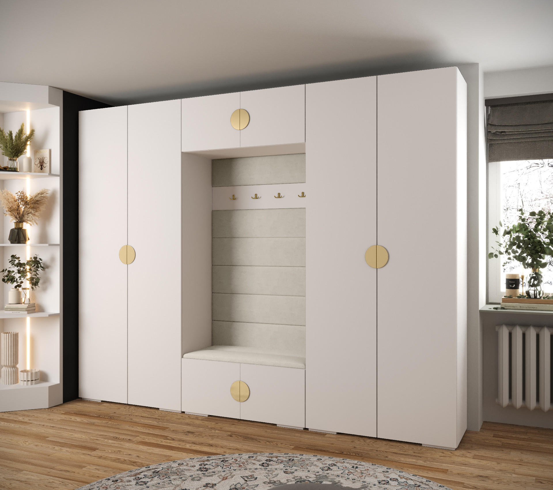 GARDEROBEN-SET 236,7/300/47 - Goldfarben/Schwarz, Holz/Kunststoff (300/236.7/47cm) - Abiks Möbel