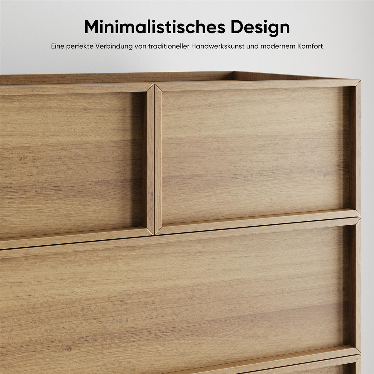 KOMMODE Eiche 80x127x48 cm Hochkommode 6 Schubladen - Hellbraun, Holz (48/127.5/80cm) - Kaket