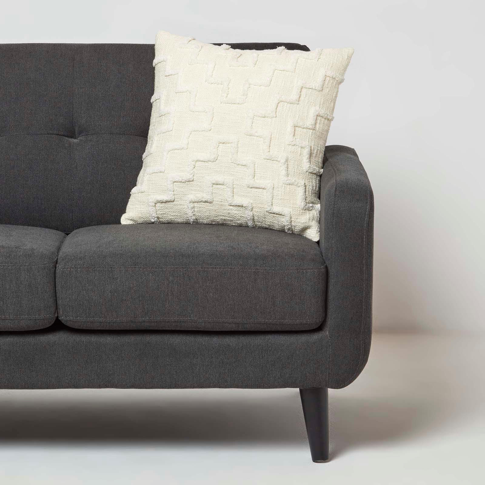 DEKOKISSEN Tufted creme 45/45 cm geometrisch - Creme, Textil (45/45cm) - Homescapes
