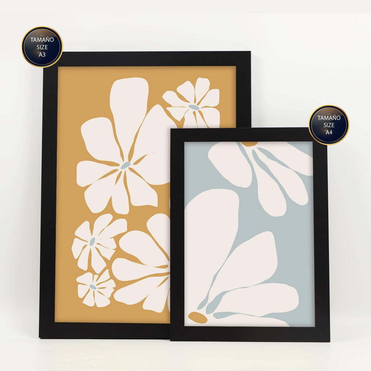 POSTER Set Mit 6 Blumenrahmen 2 In Blume Zusammenfassung Ästhetische Dekorative Gemälde Für Ihr Wohnzimmer Zuhause A3 & A4 Schwarzer Rahmen - Schwarz, Papier (29/3cm) - Nacnic