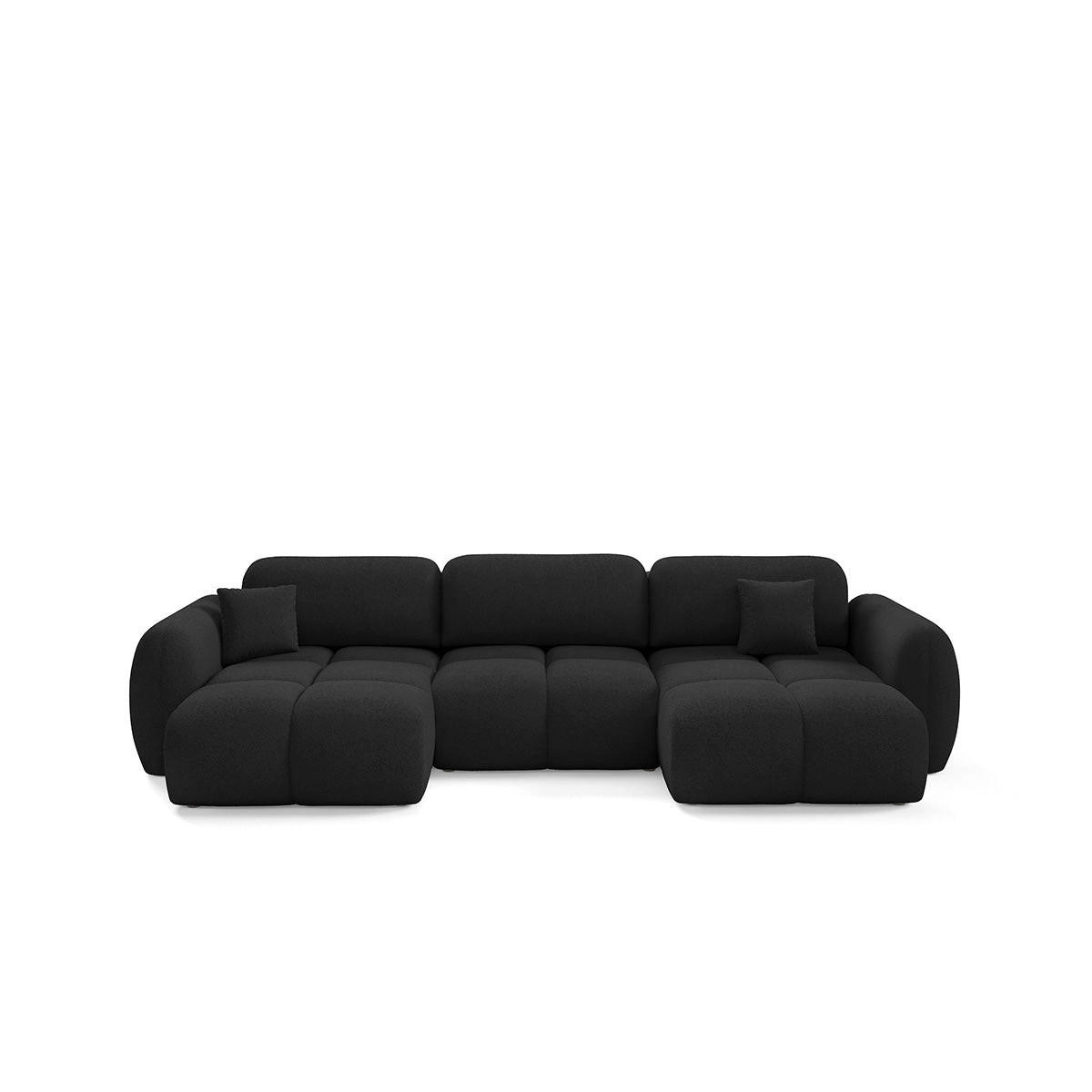 PANORAMASOFA Livio 4 Sitzplätze Schwarz - Schwarz, Holz (370/95/165cm) - Petits-meubles