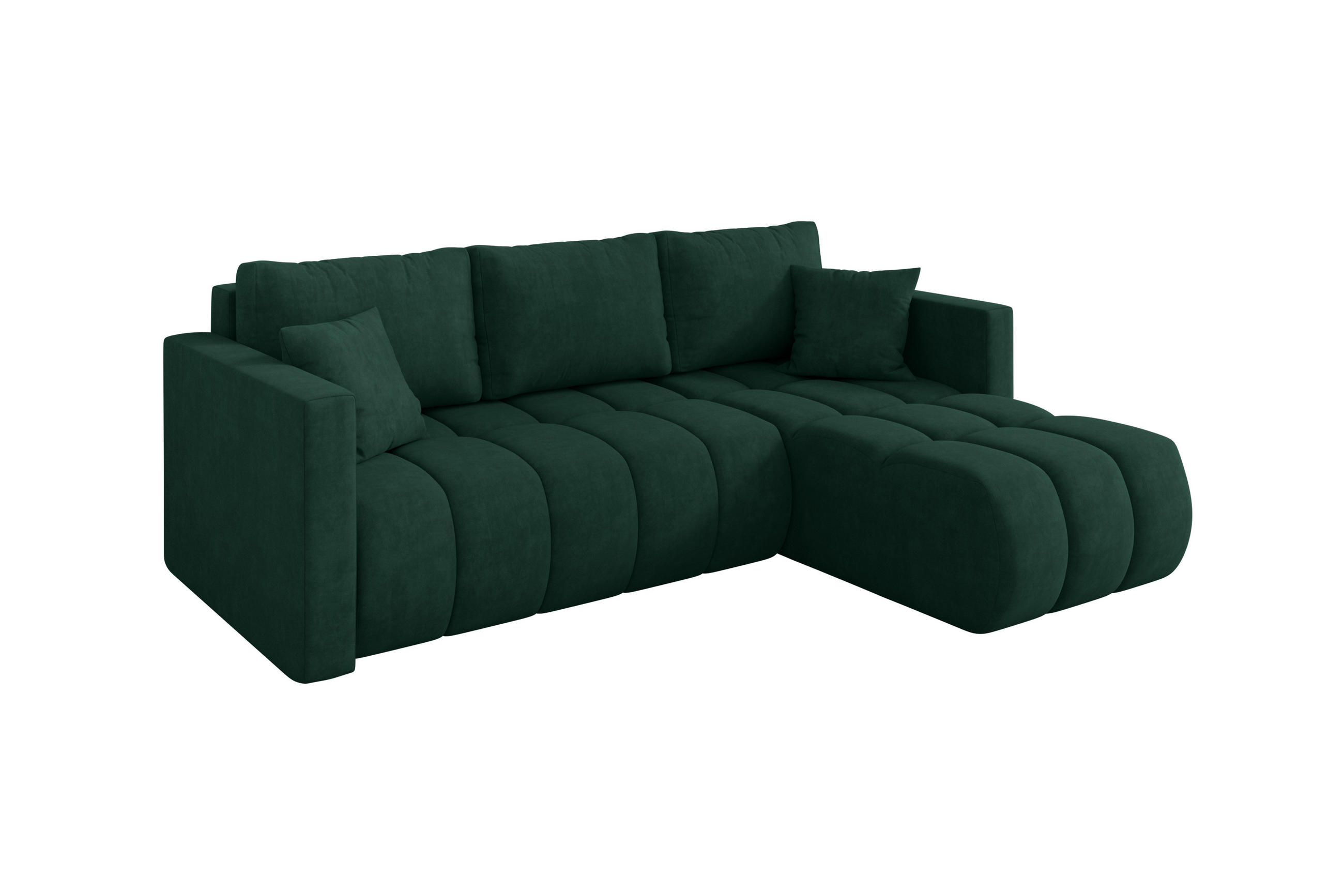ALTDECOR ROHOVÁ SEDAČKA s funkcí spaní, otoman vpravo GARD-L 226x146x85 zelená velur