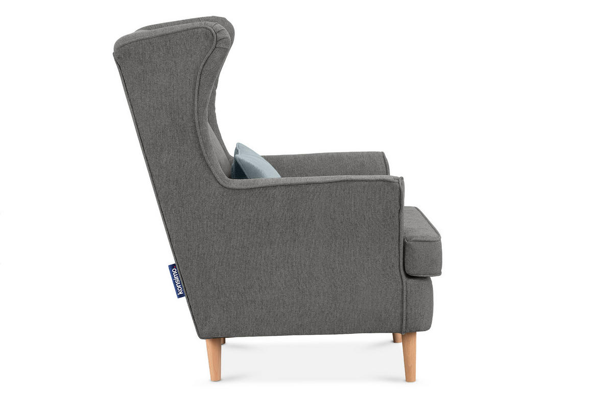 OHRENSESSEL STRALIS inklusive dekorativem Kissen, hellgrau - Hellgrau/Grau, Textil (82/108/80cm) - KONSIMO®