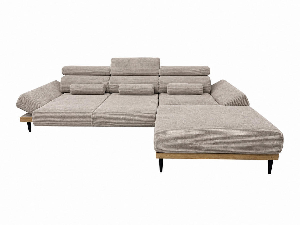 ECKSOFA MONTERO links, Cappuccino, elektr. Sitztiefe & Kopfstützen - Schwarz/Cappuccino, Textil/Metall (316/205cm) - KS Home Concept