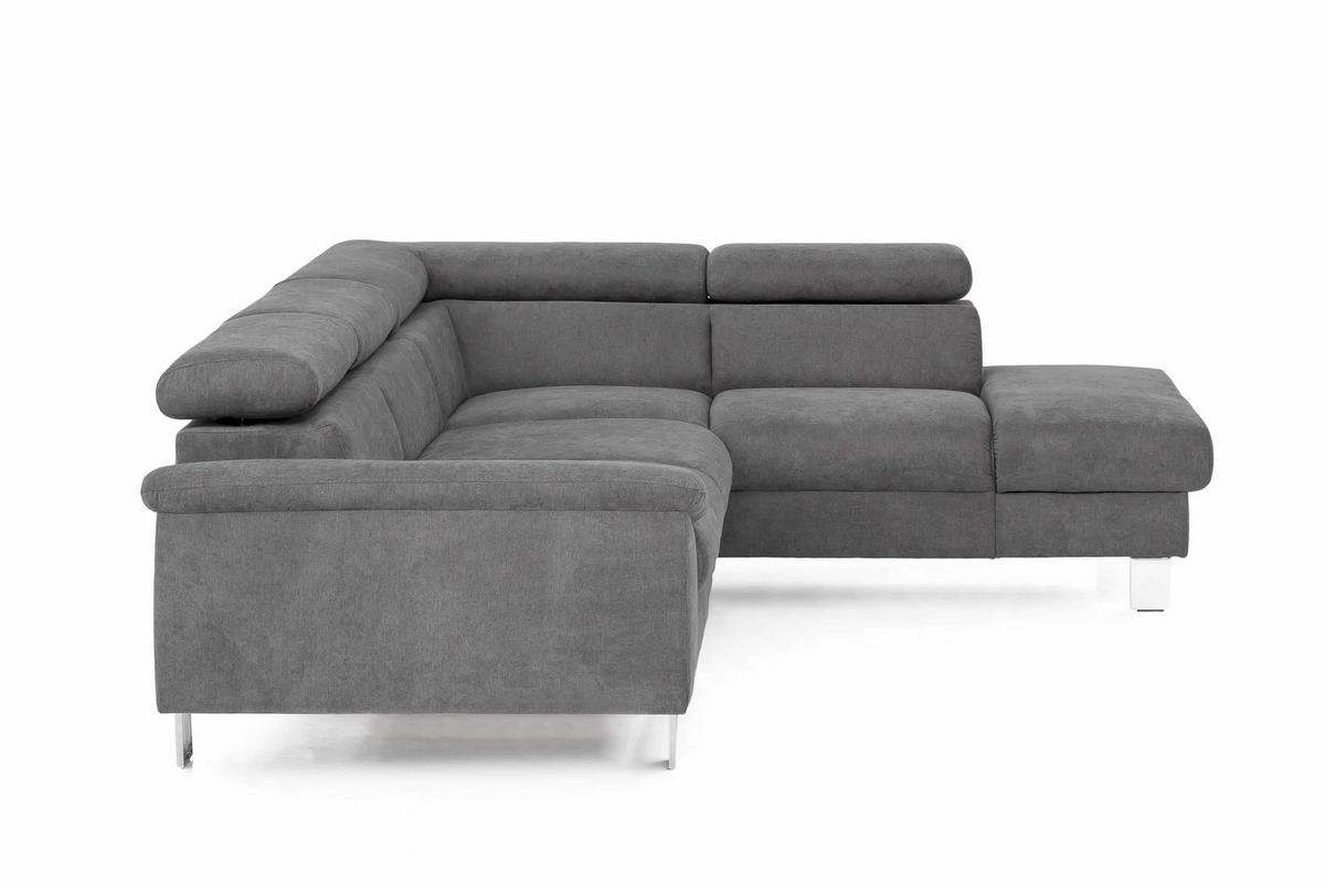 ECKSOFA mit Schlaffunktion und Bettkasten - Chromfarben/Grau, Holz/Textil (207/249cm) - Cotta