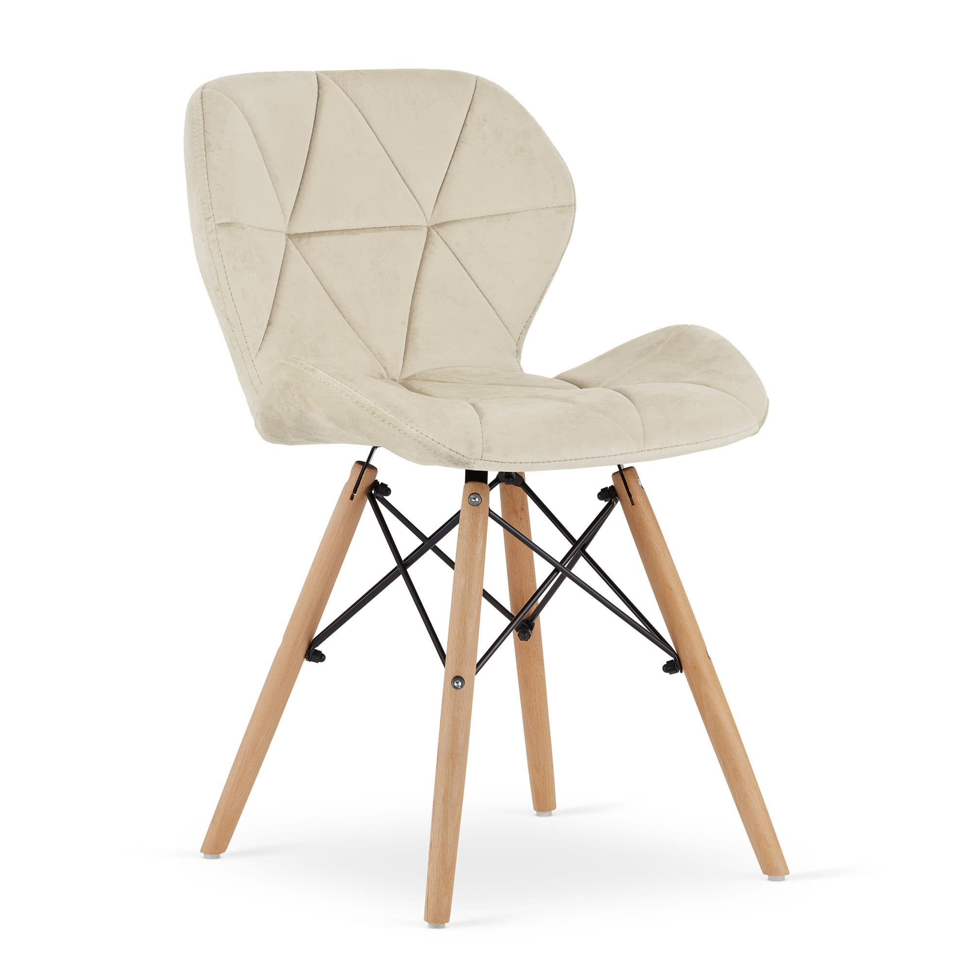 STUHL AMATRICE 1 Stück, Beige, mit Samtstoff gepolstert - Beige, Holz/Textil (48/74/53cm) - Komodee