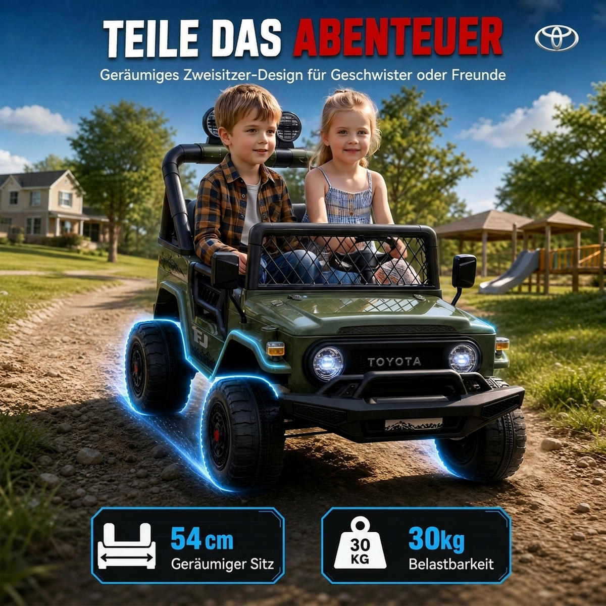 KINDER-ELEKTROAUTO Metall Kunststoff Dunkelgrün - Dunkelgrün, Metall (122/86/88cm) - AIYAPLAY
