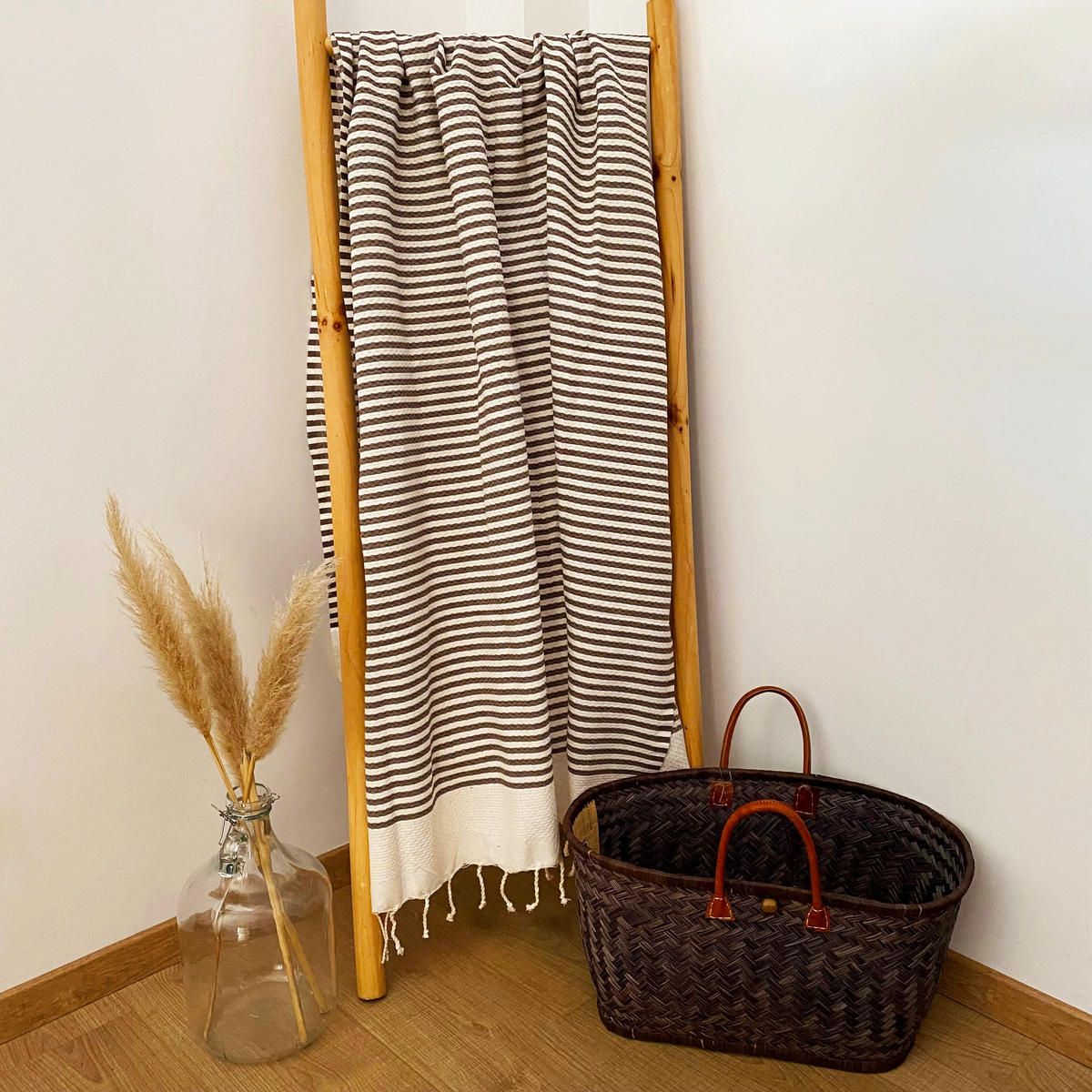 HAMMAMTUCH Traditionelle Yadara 200x200 190g/m² beige - Beige, Textil (200/200cm) - LE COMPTOIR DE LA PLAGE