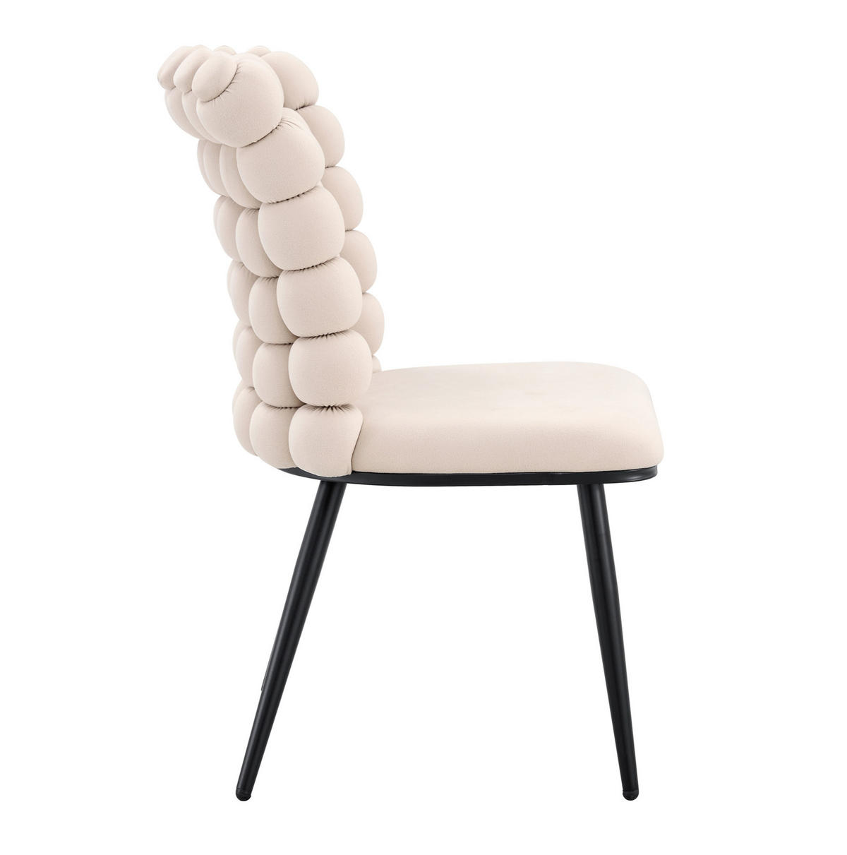 ESSZIMMERSTUHL 2er-Set Samt Off White mit Metallbeinen Schwarz - Weiß, Metall (48/88/54cm) - Meubliv