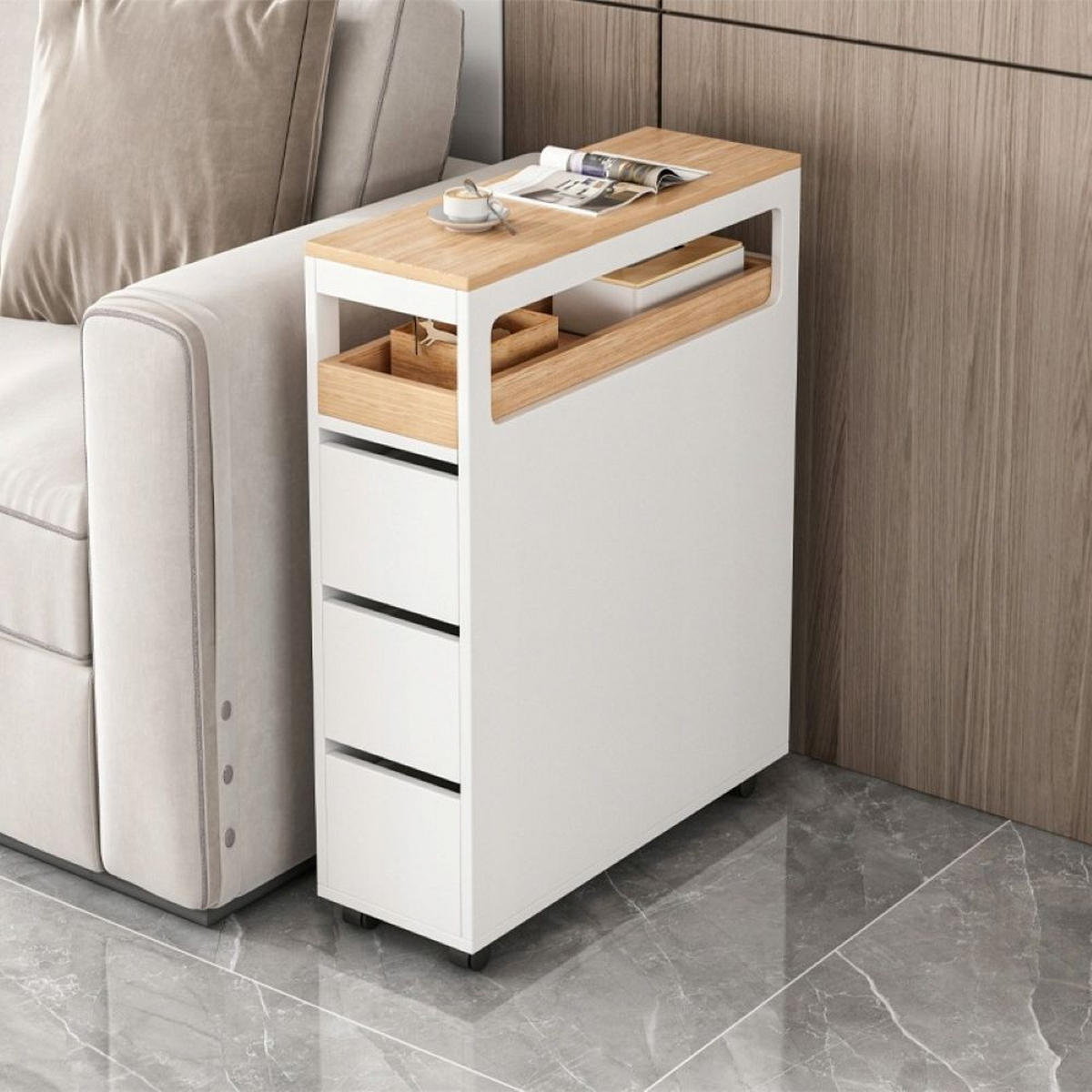 ROLLSCHRANK, weiß 65/23/82 cm - Weiß, Holzwerkstoff (85/10/72cm)