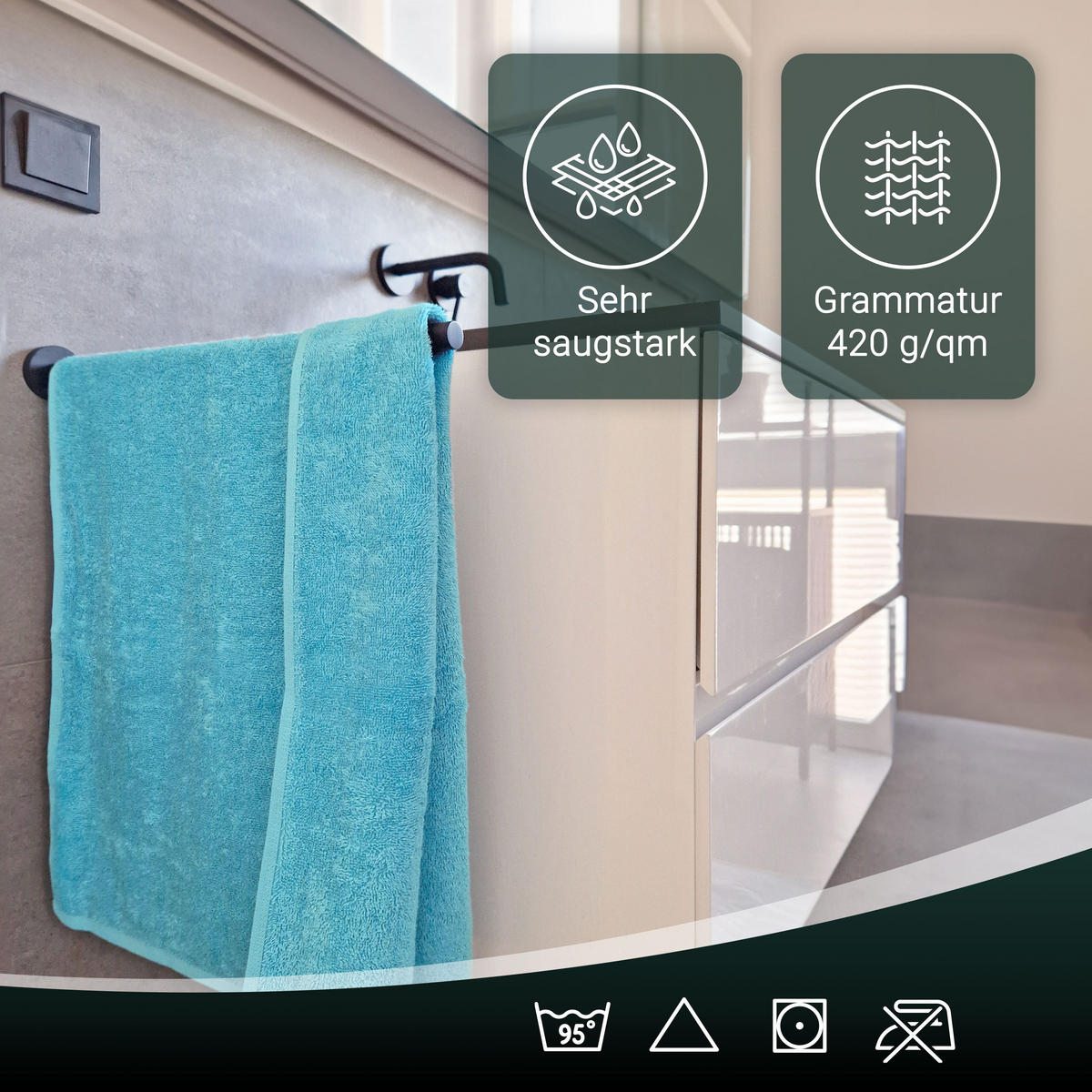 BADETUCH, 2er-Set, 100x150 cm, 100% Baumwolle, Blau - Blau, Textil (100/150cm) - Zollner