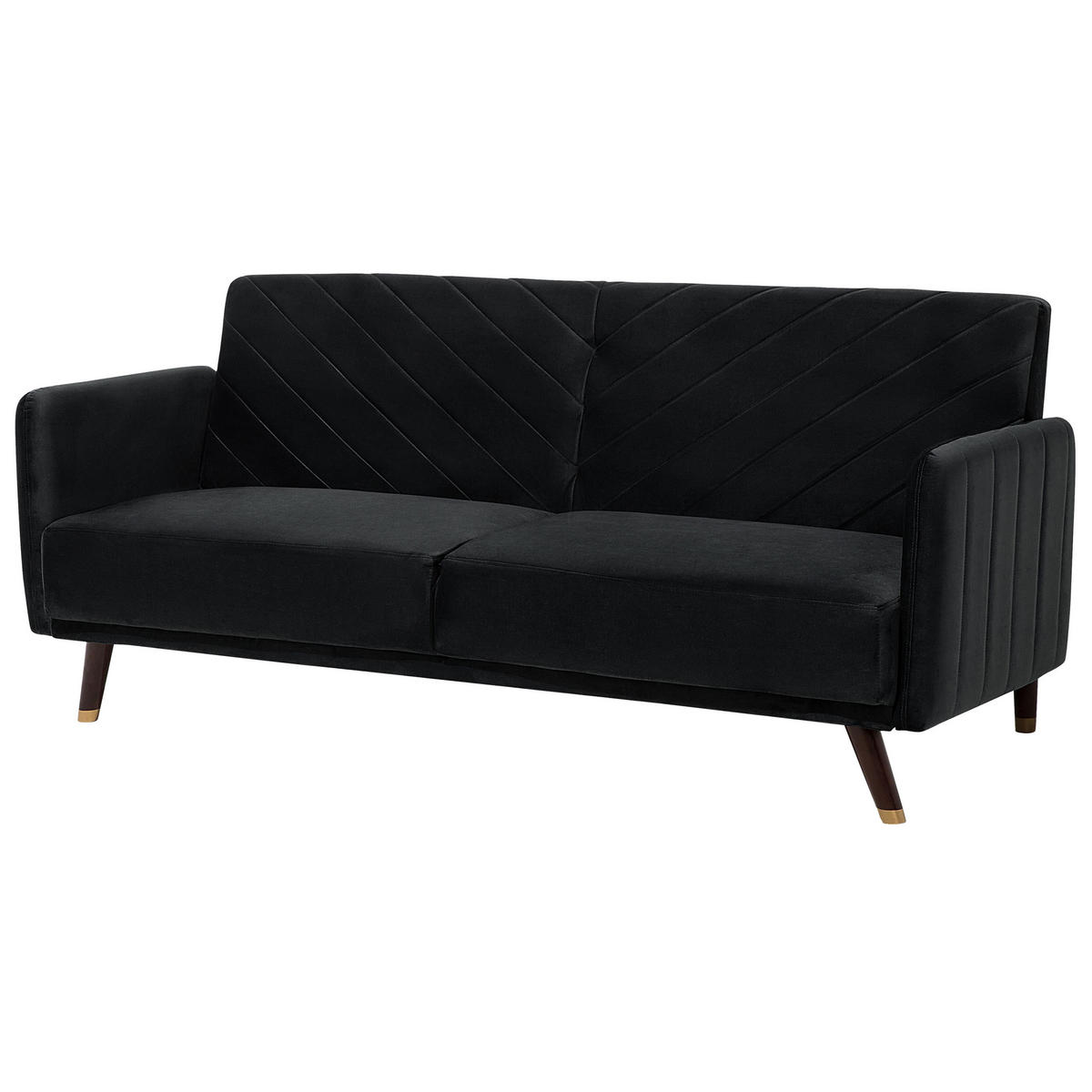 3-SITZER-SCHLAFSOFA Samtstoff Schwarz Senja - Schwarz, Textil (200/87/95cm) - Beliani