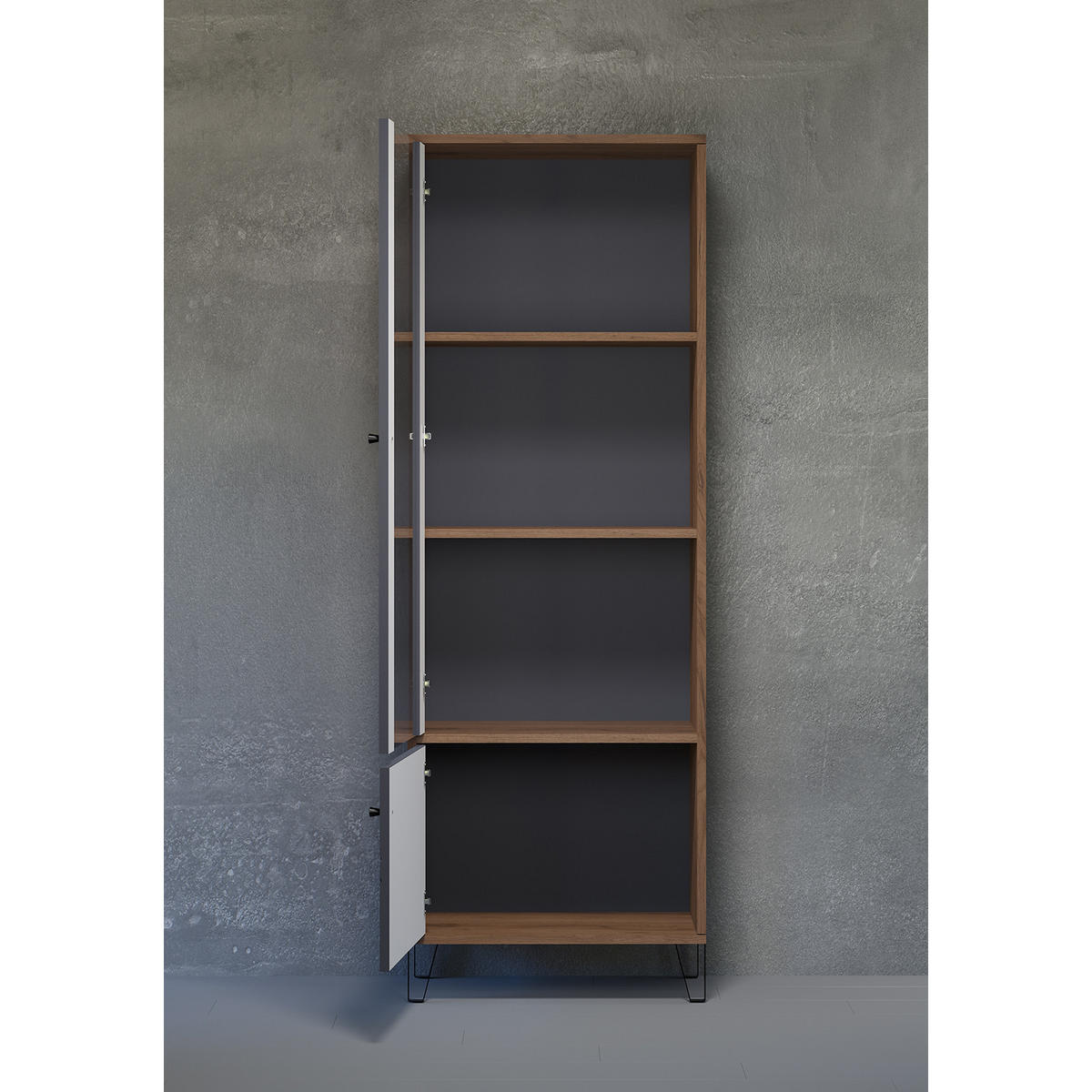 VITRINE Touch Graphitfarben - Graphitfarben, Holzwerkstoff (63/172/40cm) - Trendteam