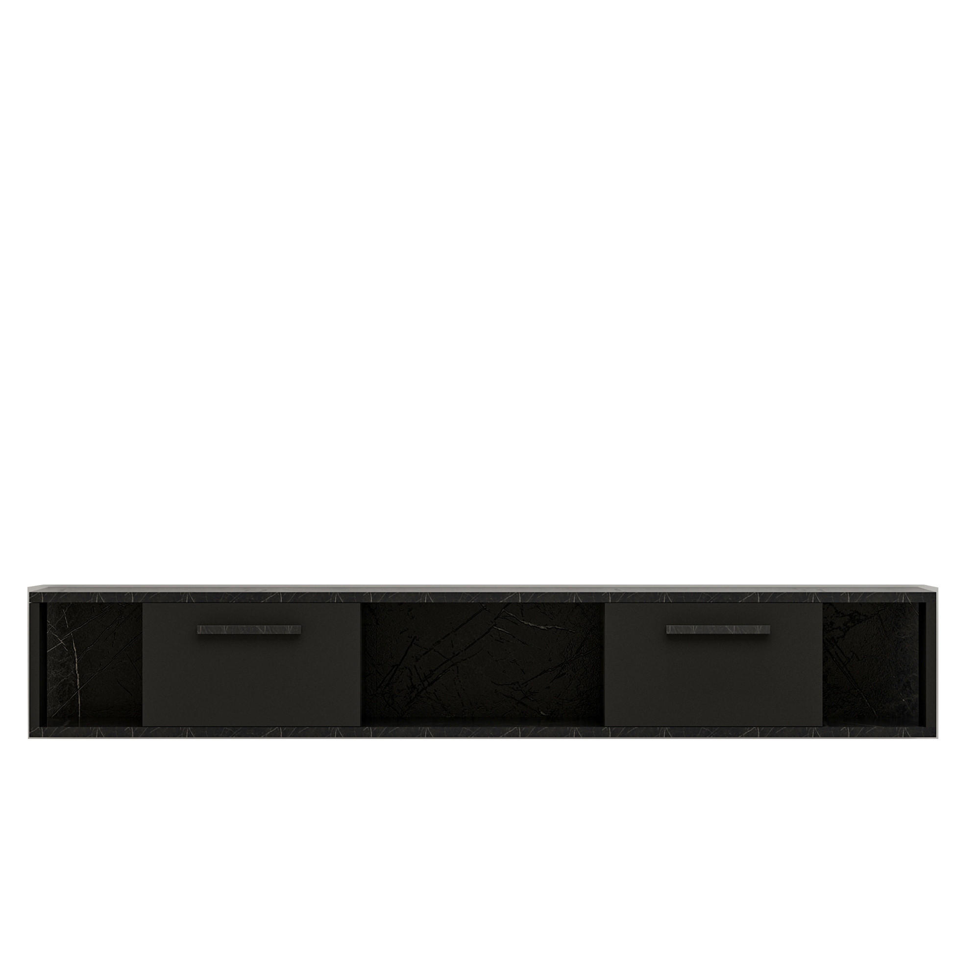 TV-LOWBOARD Aldora Schwarz Marmor Optik 9598 - Dunkelgrau/Schwarz, Holzwerkstoff (160/30/30cm) - moebel17