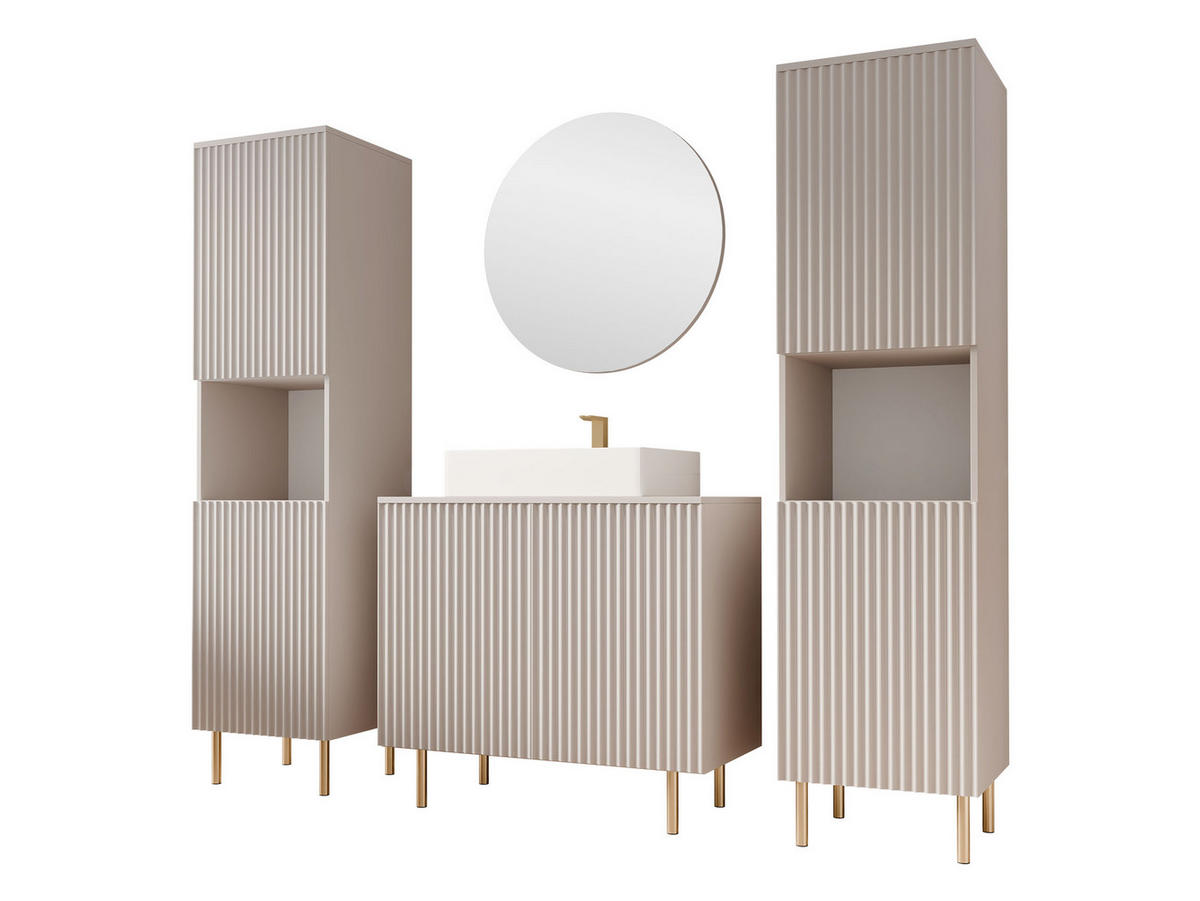 BADMÖBEL-SET Nubia VI - Kaschmir/Goldfarben, Holzwerkstoff/Metall (87/79/45cm) - MIRJAN24