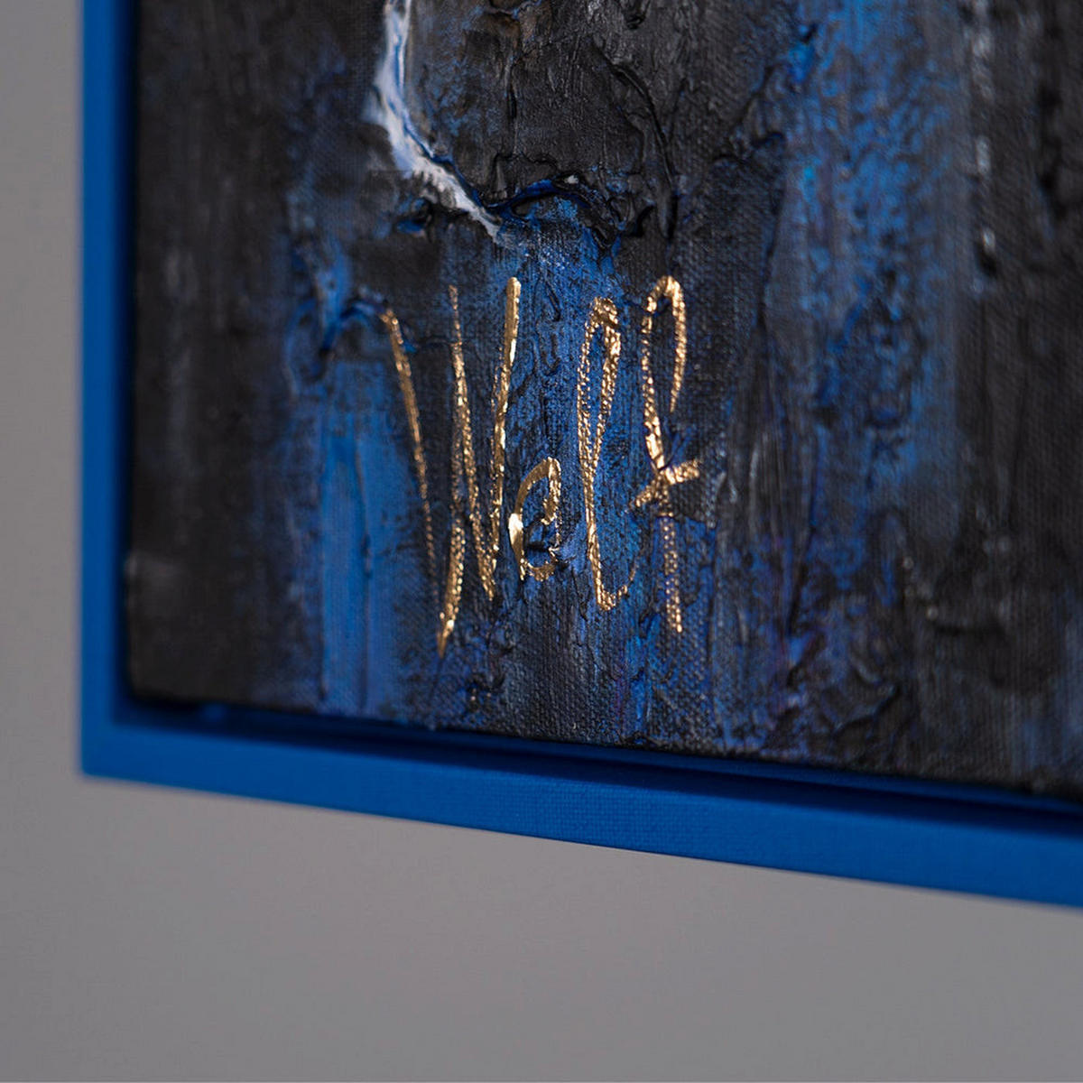 GEMÄLDE Börse Schattenfugenrahmen Blau 160x80 cm - Blau, Holz (160/80cm) - YS-art gallery