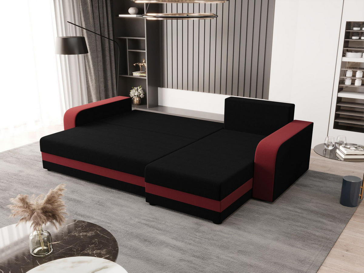 ECKSOFA HEWLET L BIS Sawana 14+13 Rechts mit Schlaffunktion - Rot, Textil (240/140cm) - Bedante