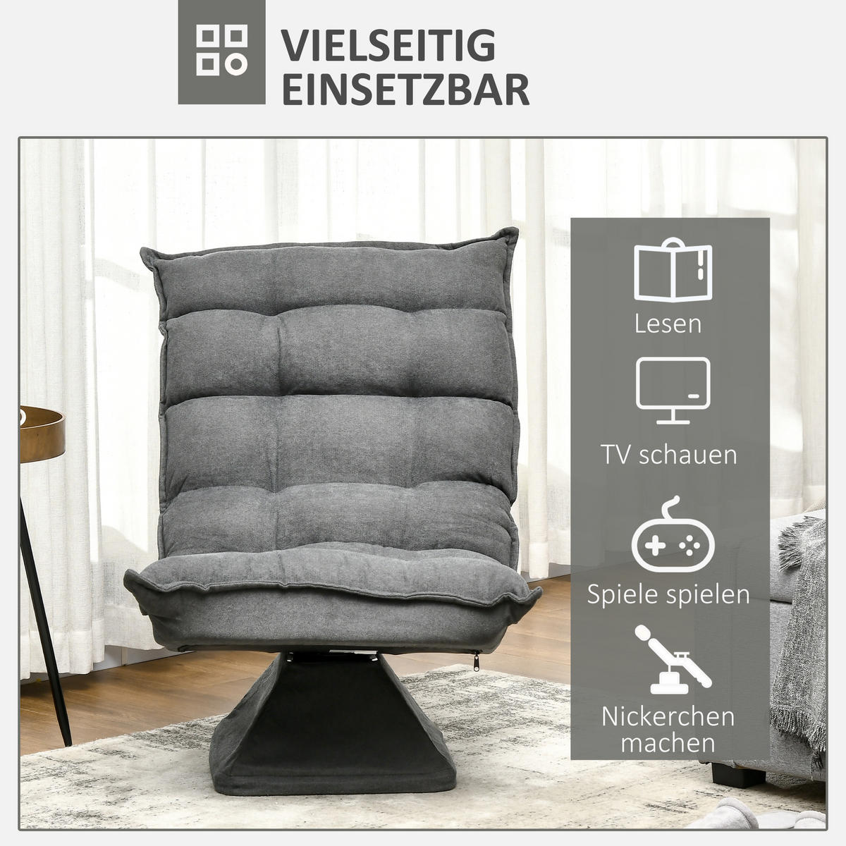 BODENSTUHL, Stahl, Leinenimitat, Grau - Grau, Metall (70/95/62cm) - HOMCOM