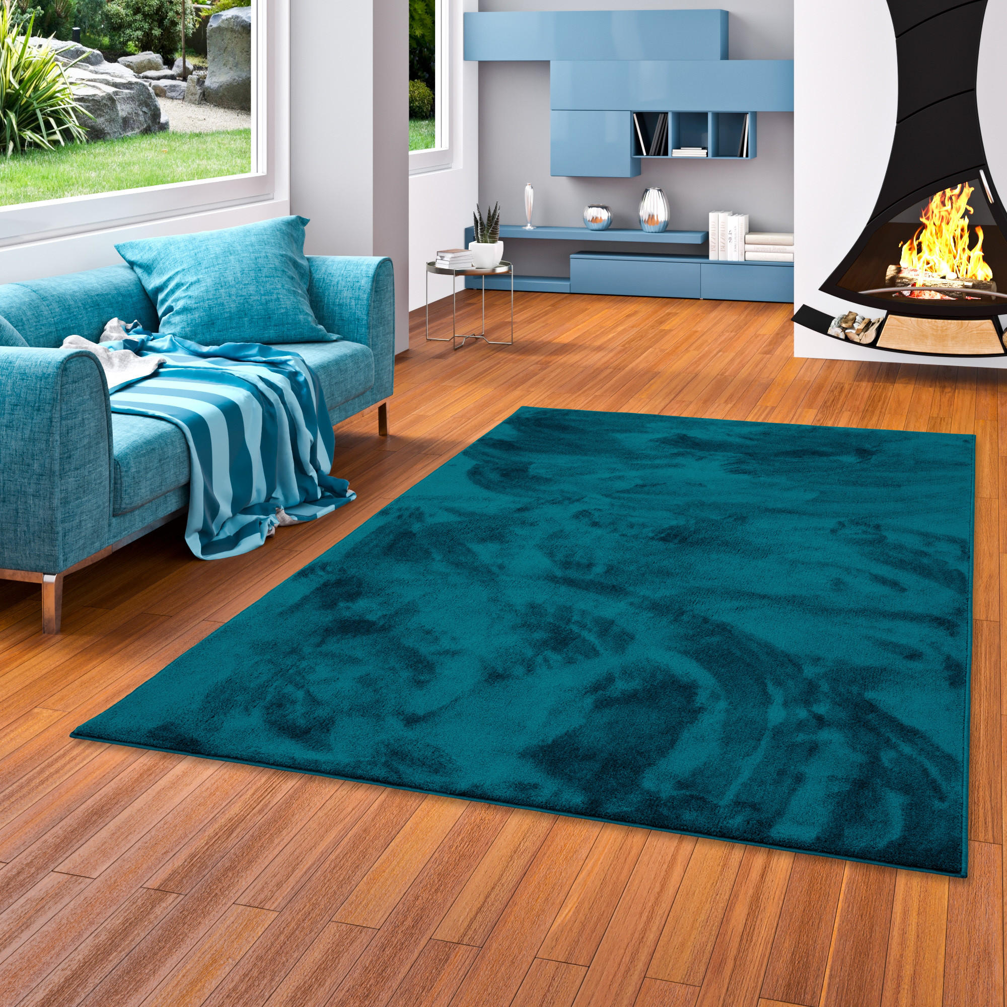 LUXUS SUPER SOFT HOCHFLOR LANGFLOR TEPPICH DELUXE - Petrol, Textil (200/250cm) - Snapstyle