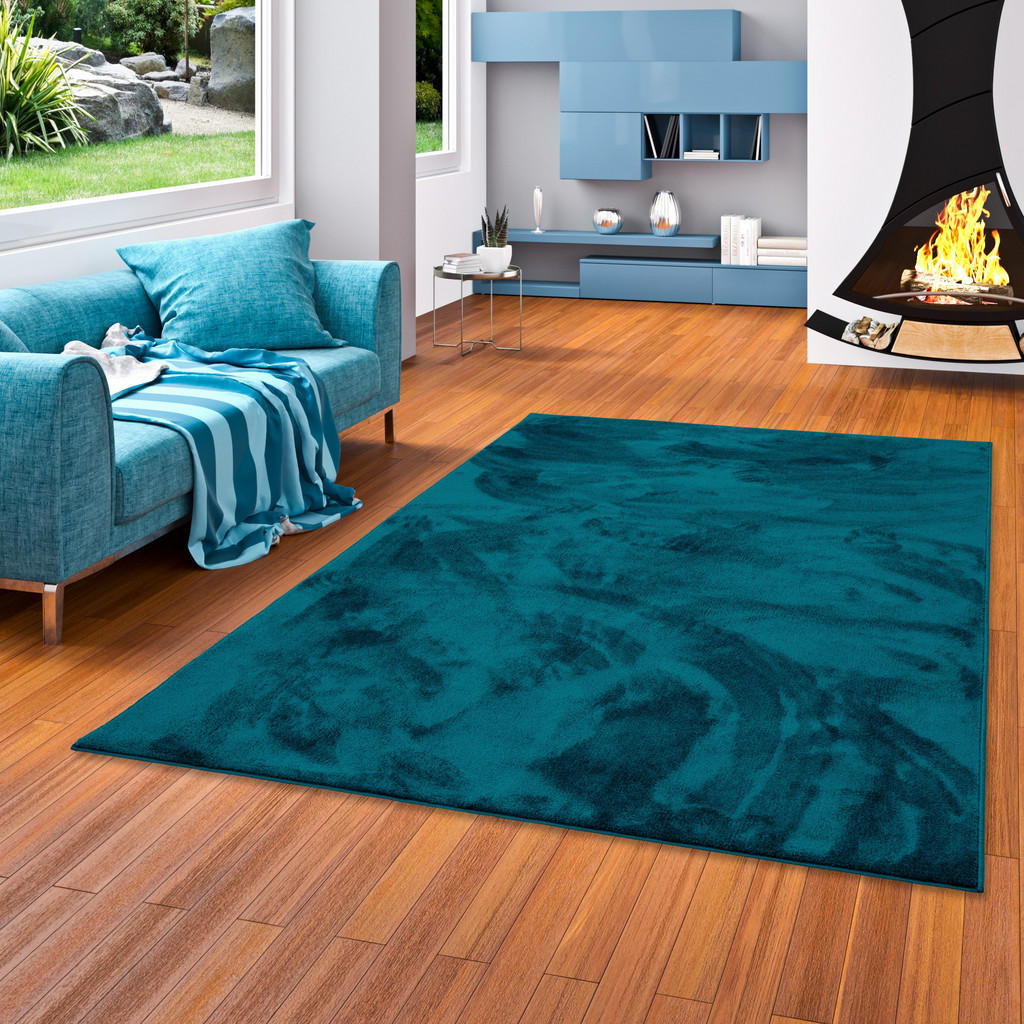 Thumbnail - Snapstyle Luxus, Petrol, Textil, 133x133 cm, Teppiche & Böden, Teppiche, Hochflorteppiche & Shaggys