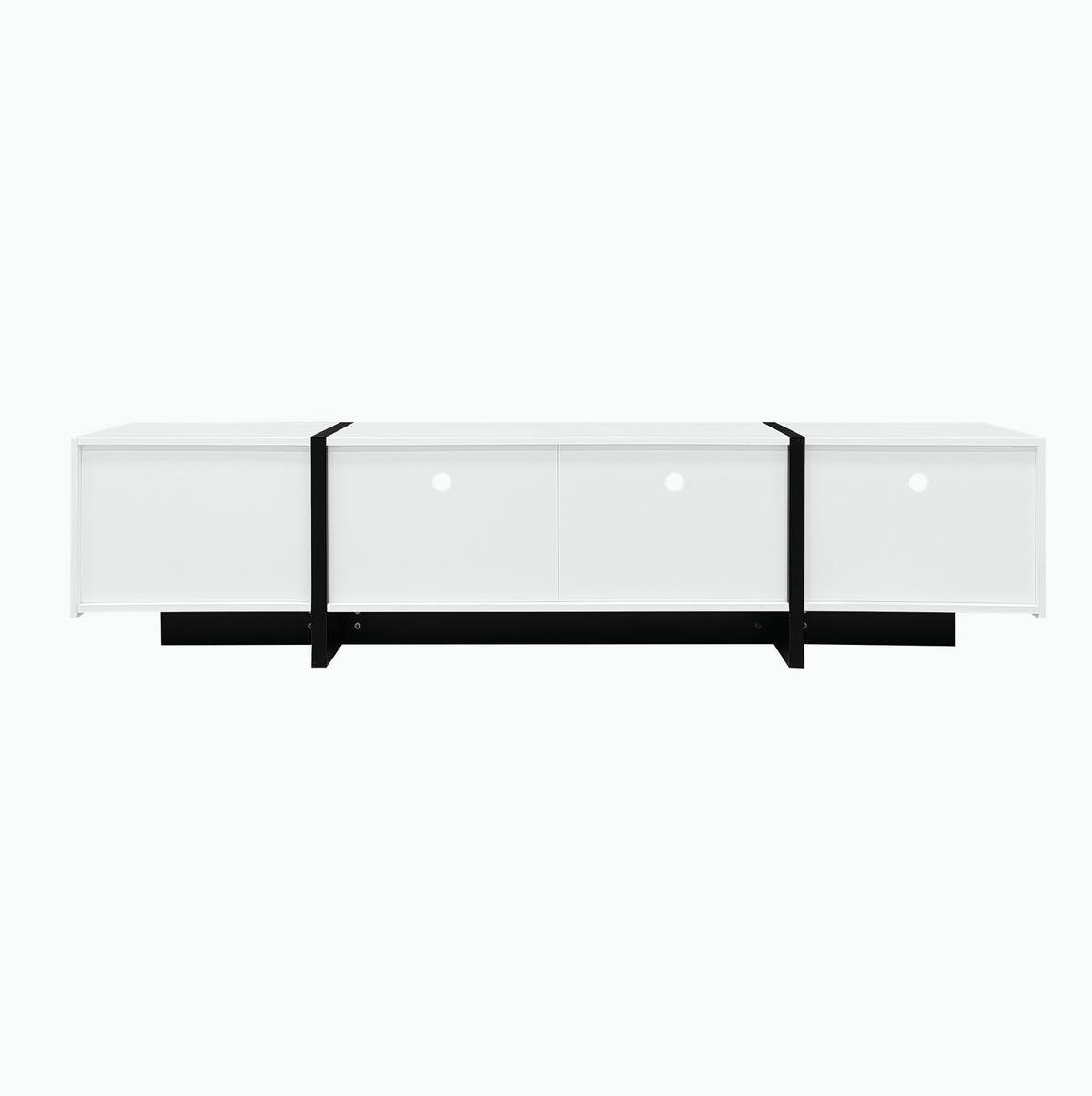 LOWBOARD 190/35/45 cm aus MDF und Spanplatte mit 3 Türen und 2 Schubladen Schwarz/Weiß - Weiß, Holzwerkstoff (190/45/35cm) - Modenvie
