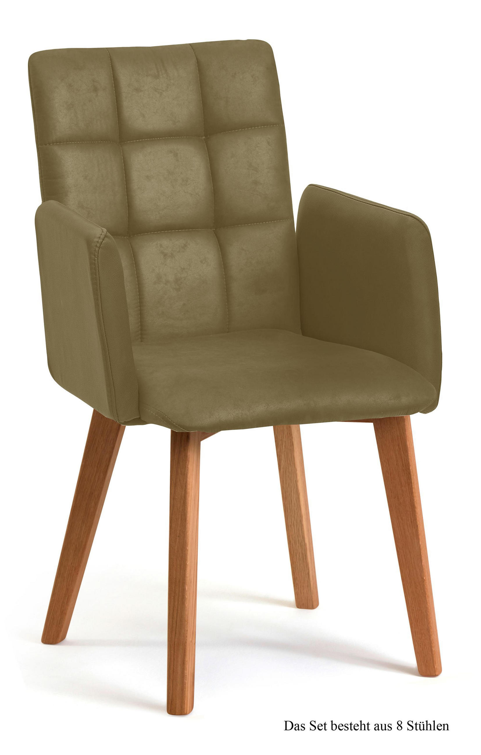 ARMLEHNSTUHL (8er-Set) Dareia 52x91x60 Eiche geölt/Olivgrün - Eichefarben/Olivgrün, Kunststoff (60/91/52cm) - 58aufmkessel