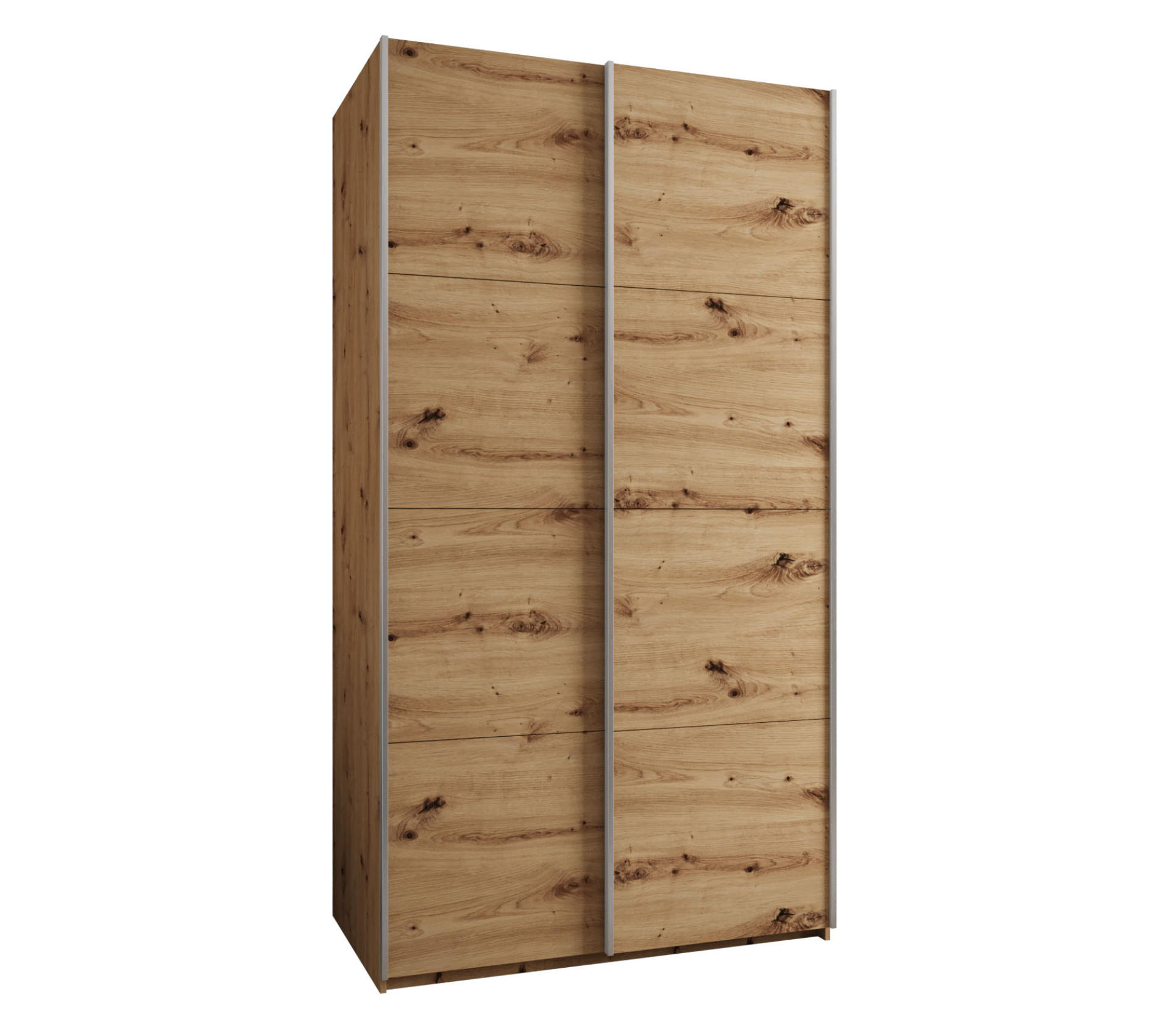 SCHWEBETÜRENSCHRANK 245,5/130/64 2-türig - Silberfarben/Eiche Artisan, Holz/Metall (130/245/64cm) - Abiks Möbel