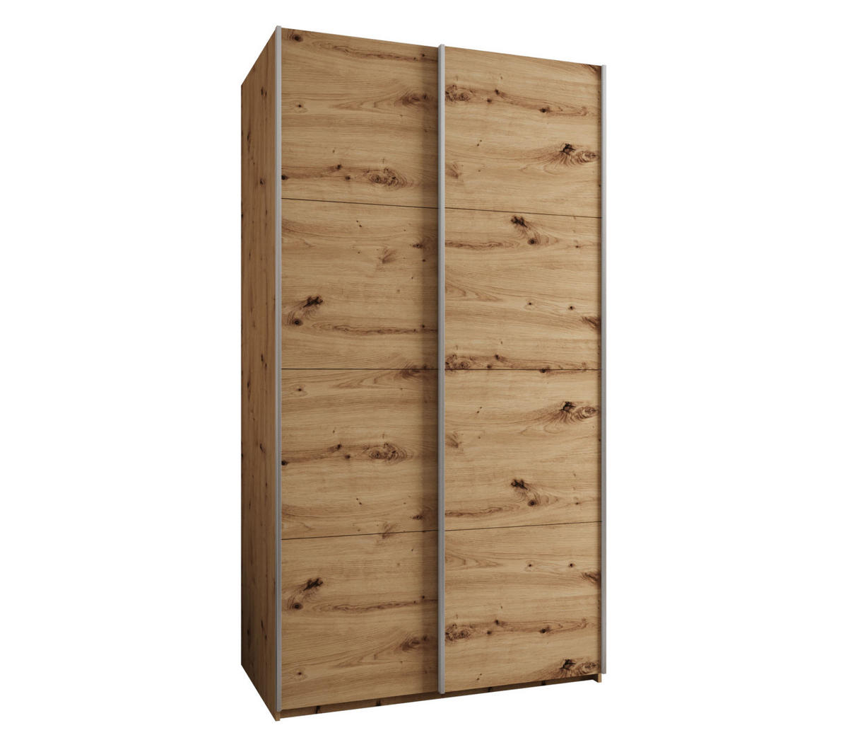 SCHWEBETÜRENSCHRANK 245,5/130/64 2-türig - Silberfarben/Eiche Artisan, Holz/Metall (130/245/64cm) - Abiks Möbel