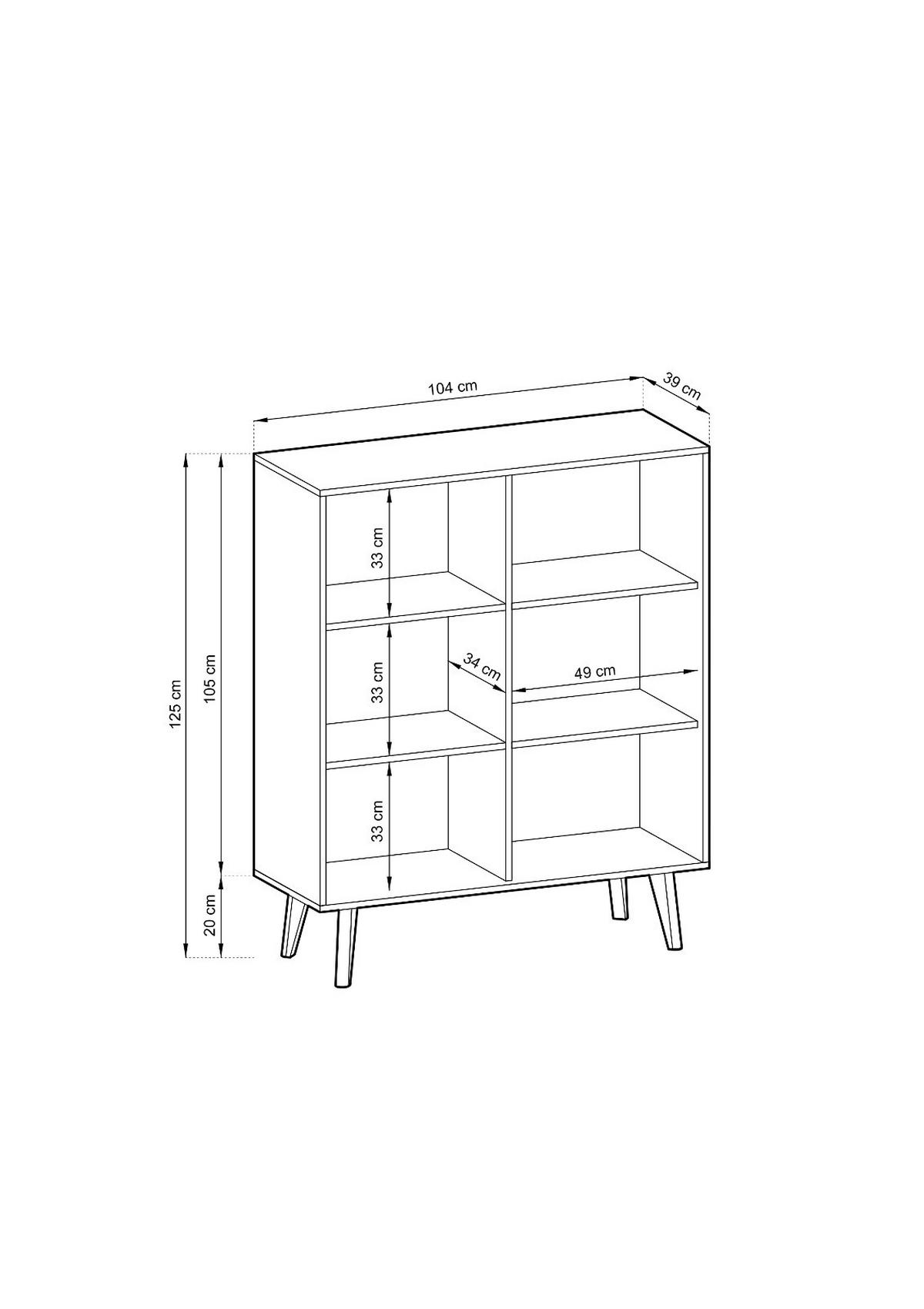KOMMODE WILLOW KD-104 – 104 cm Breite, 125 cm Höhe, 2 Türen, Schwarz Eiche Artisan - Schwarz, Holzwerkstoff/Kunststoff (104/125/39cm) - DomoHome