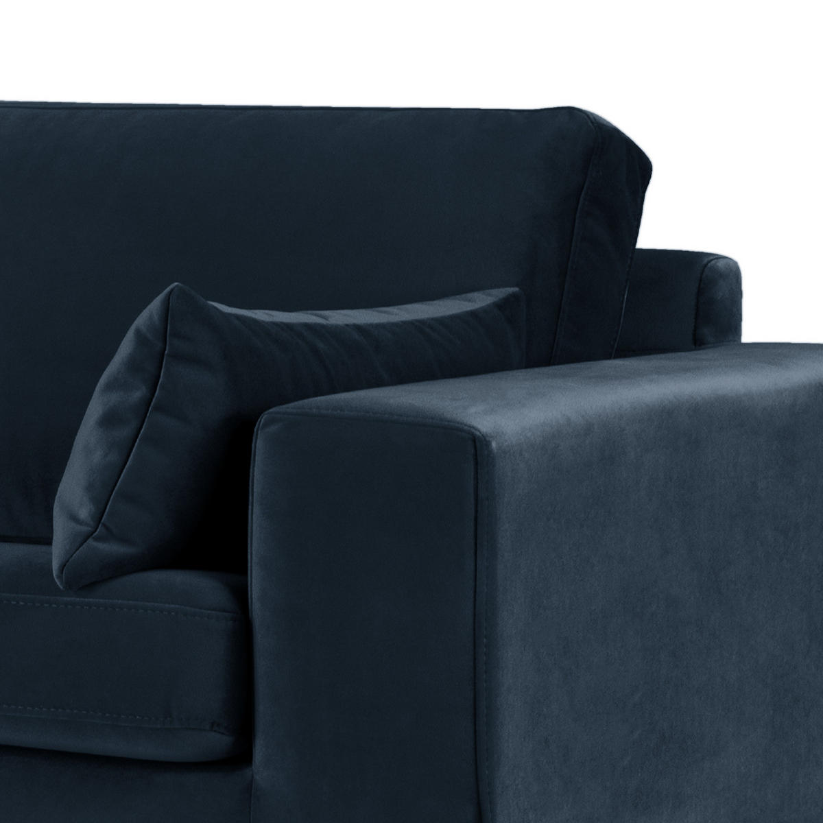 ECKSOFA mit Ottomane - Eichefarben/Dunkelblau, Eichenholz/Textil (287/219cm) - home24