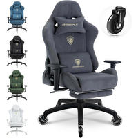 GAMING-STUHL Mikrofaser-Velours Verstellbarer Bürostuhl mit Fußstütze - Grau, Leder (70/128/70cm)