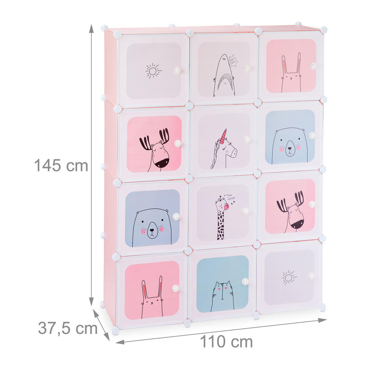 STECKREGAL Kinderzimmer - Multicolor, Kunststoff/Metall (110/145/37.5cm) - Relaxdays