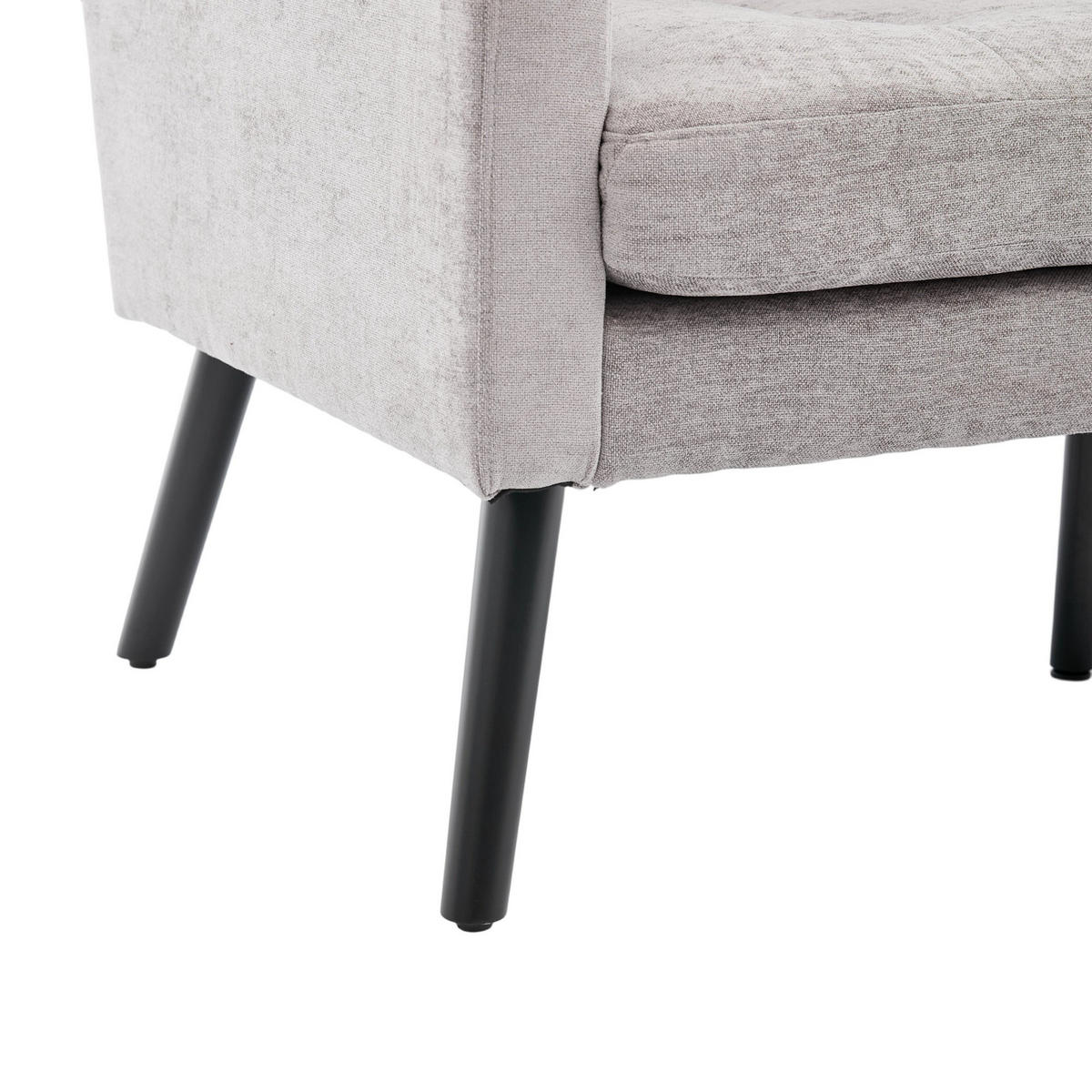 2-SITZER-SOFA Massivholz,dicke Schaumfüllung,Leinenstoff,Hellgrau - Hellgrau, Textil (119/88/75cm) - LVHOM