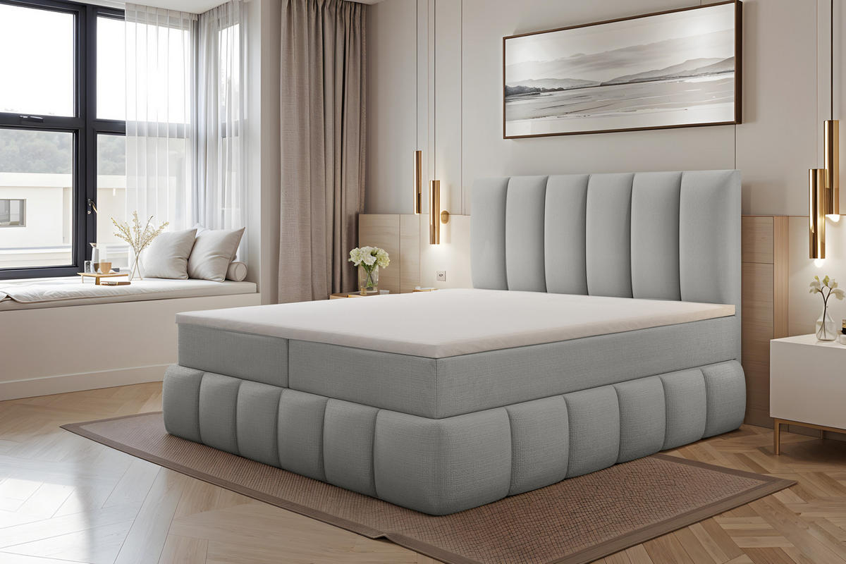 BOXBETT Bali Plus 180x200 Grau - Grau, Textil/Metall (180/200cm) - VLR BEDS