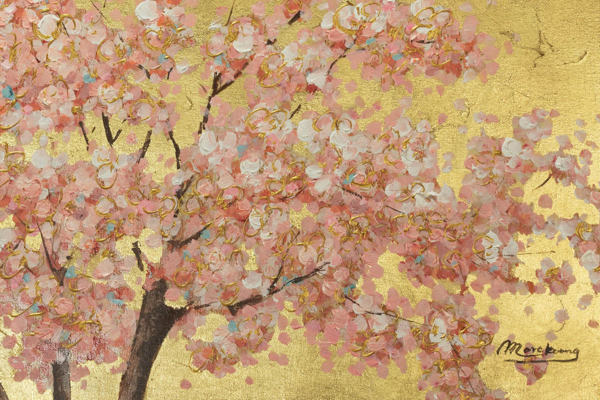 ÖLGEMÄLDE 120/60 cm - Pink/Braun, Holz/Textil (120/60cm) - KUNSTLOFT