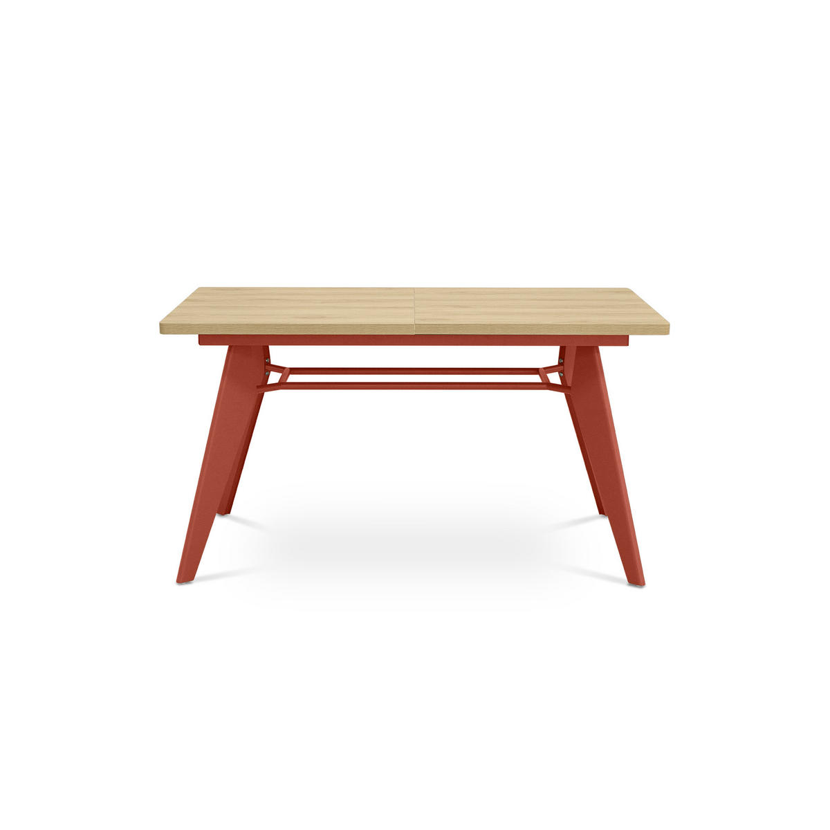 ESSTISCH ausziehbar 140/180cm Metallbeine Terracotta und Tischplatte Eiche-Optik Meloe - Eichefarben/Terracotta, Holzwerkstoff/Metall (90/140/76cm) - Sicaan