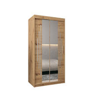 SCHWEBETÜRENSCHRANK 200/100/62 2-türig - Silberfarben/Eiche Artisan, Holz/Kunststoff (100/200/62cm) - Abiks Möbel