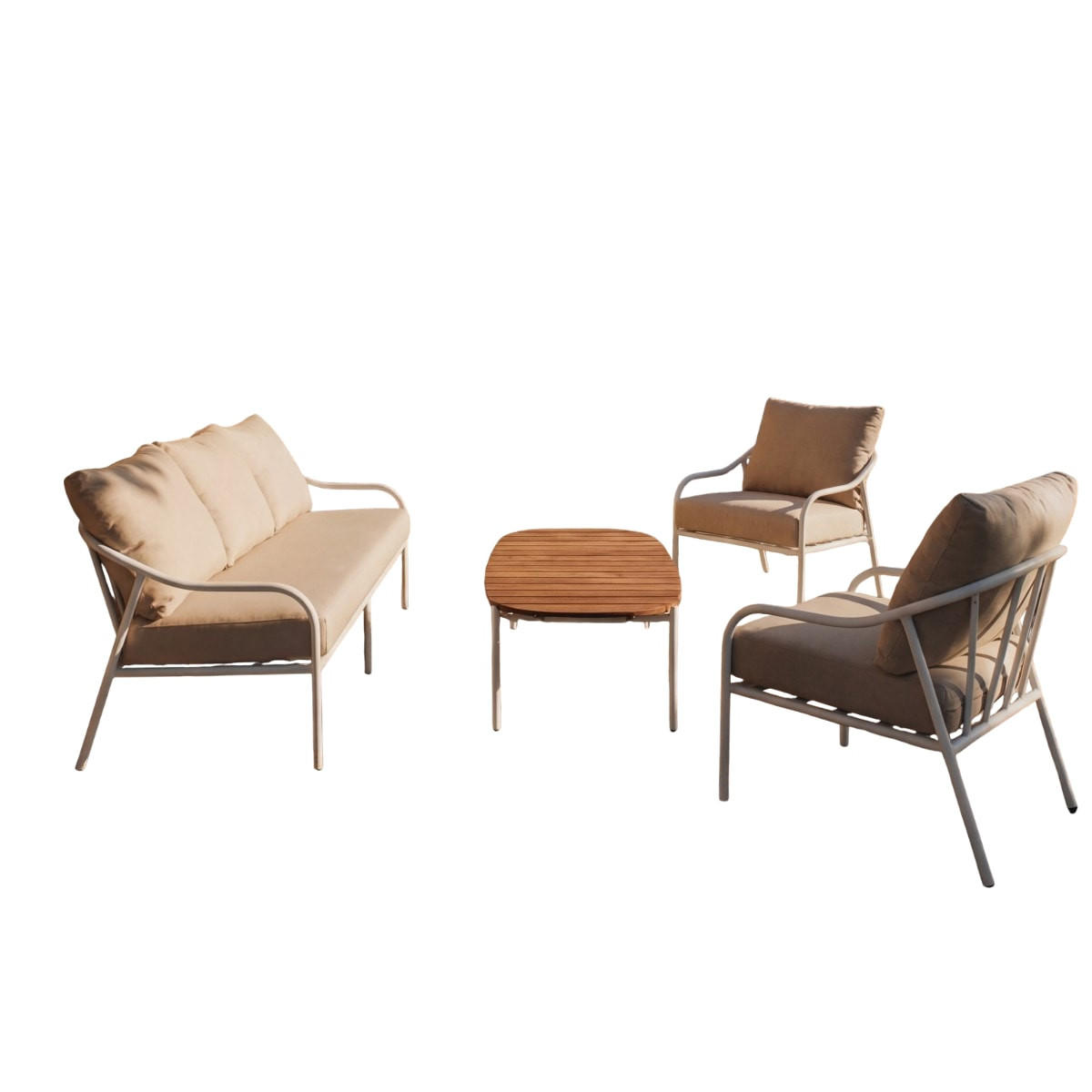 GARTENLOUNGE 4-tlg Luca Beige aus Metall - Beige, Metall - Tikamoon