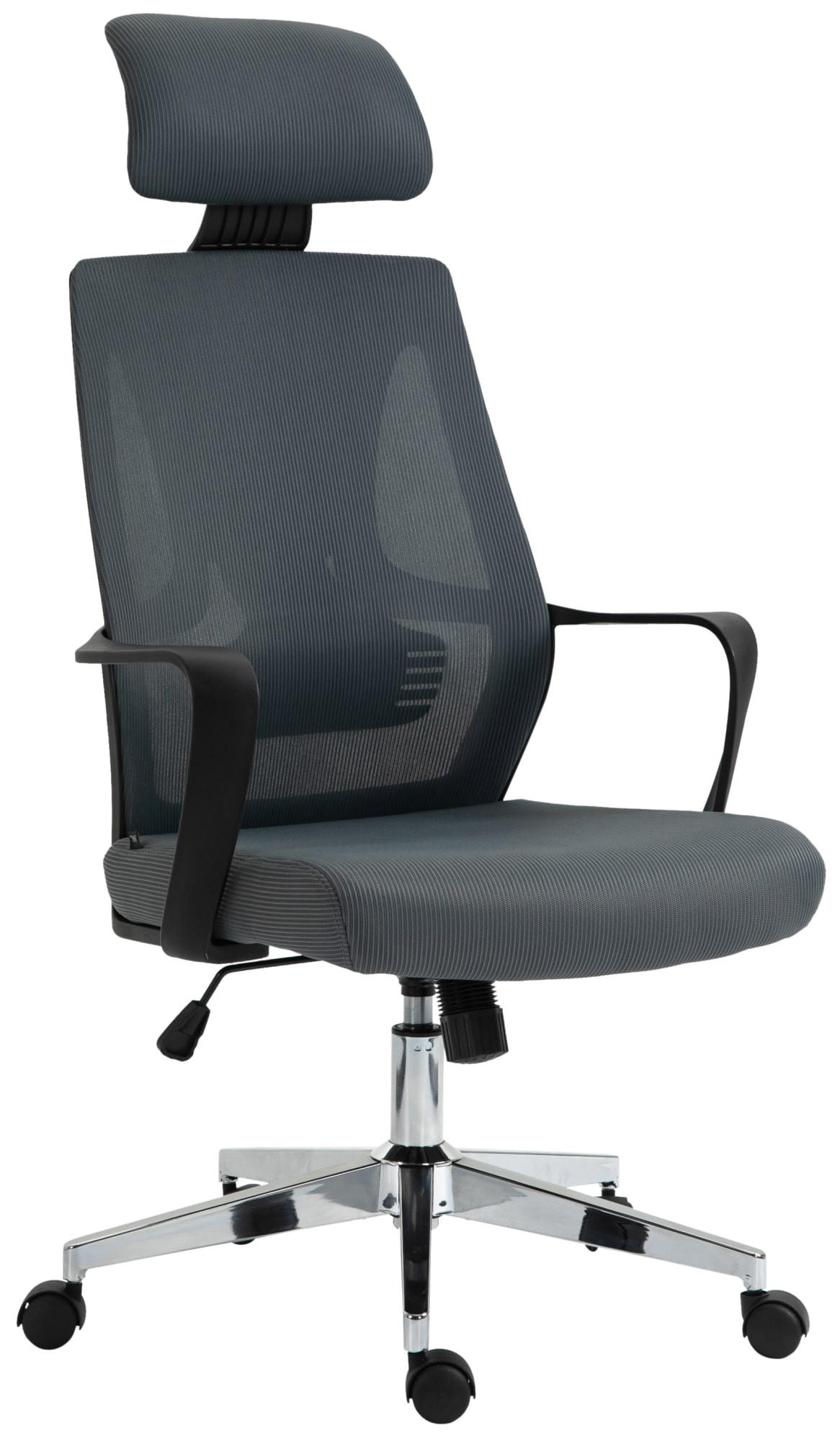 CHEFSESSEL Stoff Grau - Chromfarben/Grau, Textil/Metall (62.5/118/61cm) - CLP