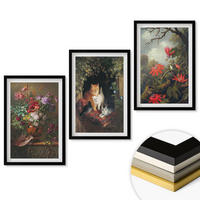 WANDBILDER 3er-Set - 40x60 cm Schwarzer Rahmen - Vintage-Blumen, Katzen, Natur - Schwarz, Kunststoff (40/60cm) - ArtPrintCave