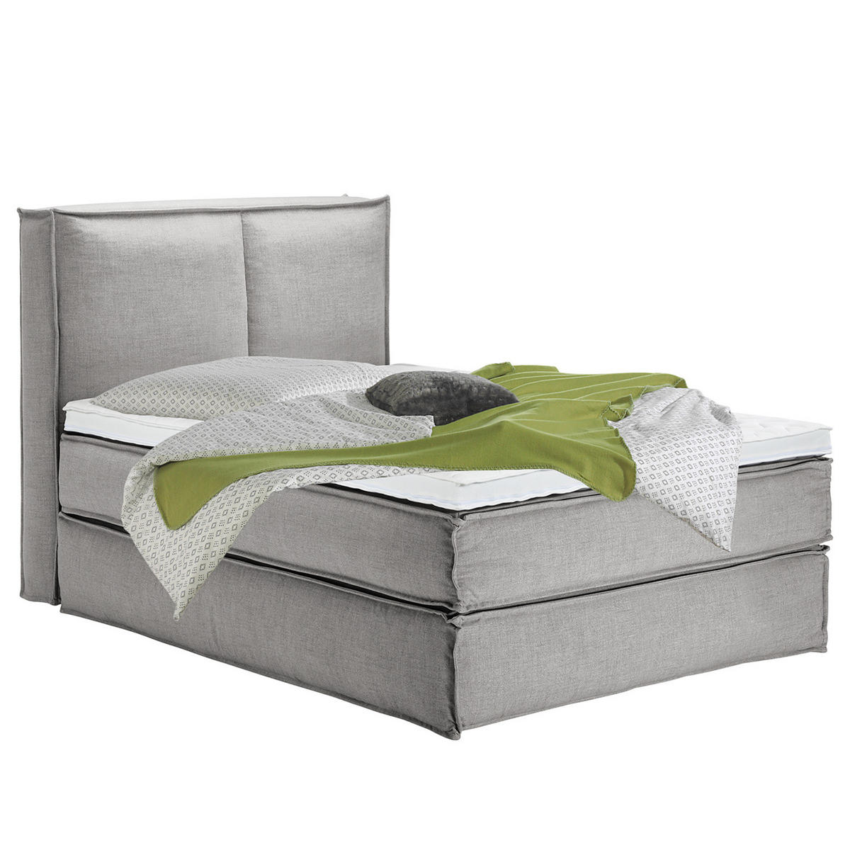 BOXSPRINGBETT mit Kopfteil - Premium - Grau, Textil (140/220cm) - home24