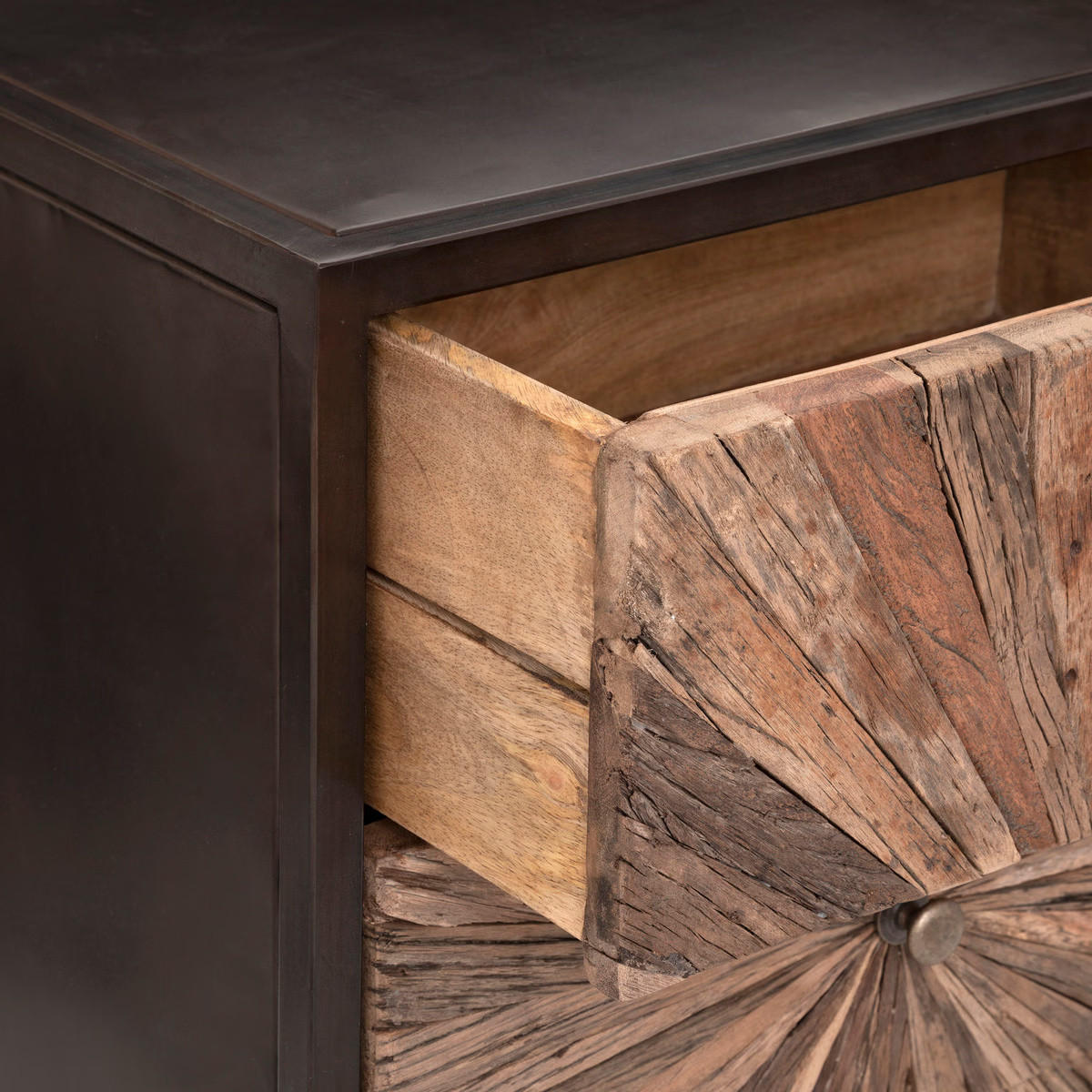 NACHTSCHRANK aus recyceltes Holz Origins 49/33/74 cm - Braun, Metall (33/74/49cm) - Atmosphera Createur d´interieur