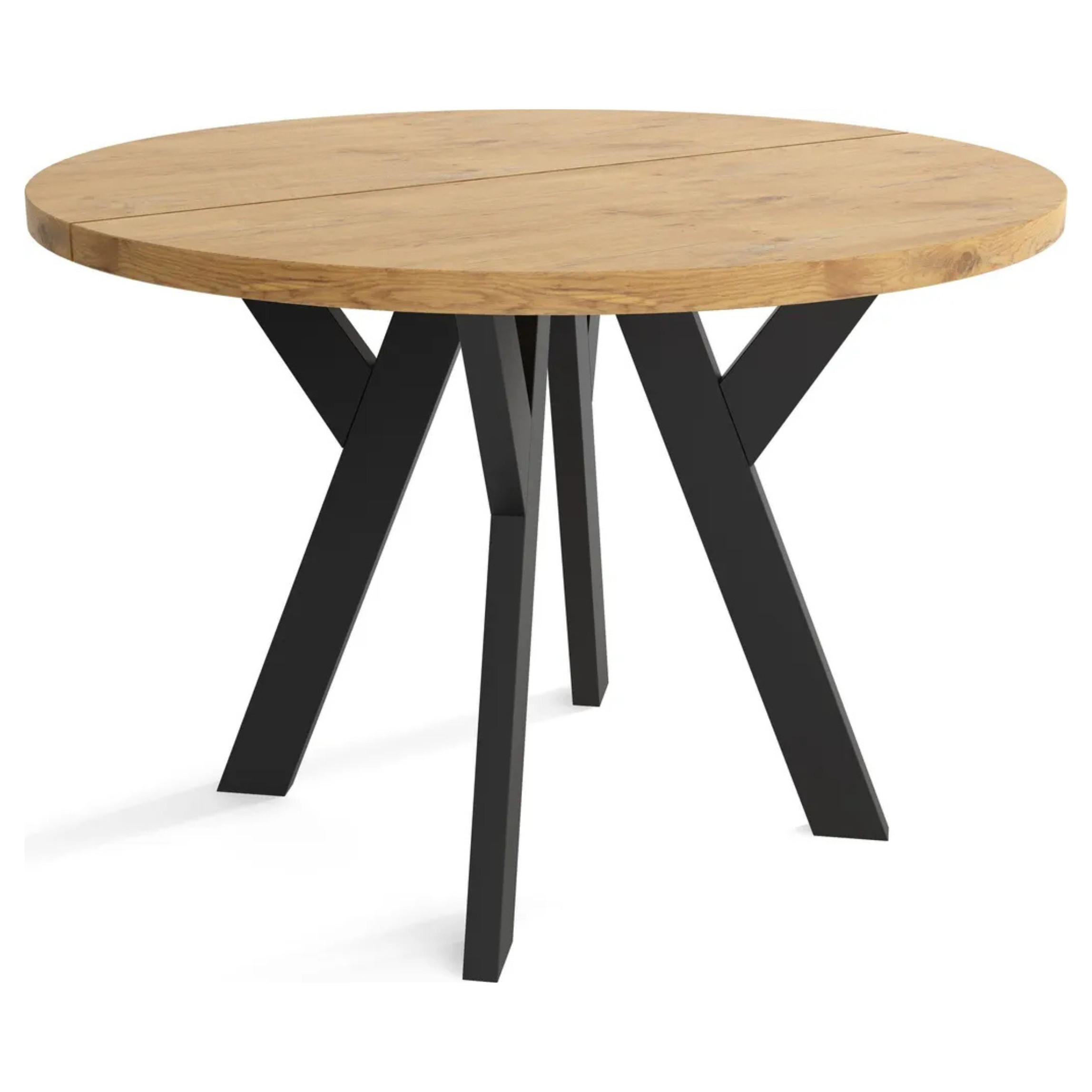 ESSZIMMERTISCH LOFT, ausziehbarer Tisch Durchmesser: 100 cm bis 200 cm, Wohnzimmertisch Farbe: LANCELOT, mit Holzbeinen in Farbe Schwarz - Hellbraun/Schwarz, Holzwerkstoff (100/100/75cm) - Sepro Meble