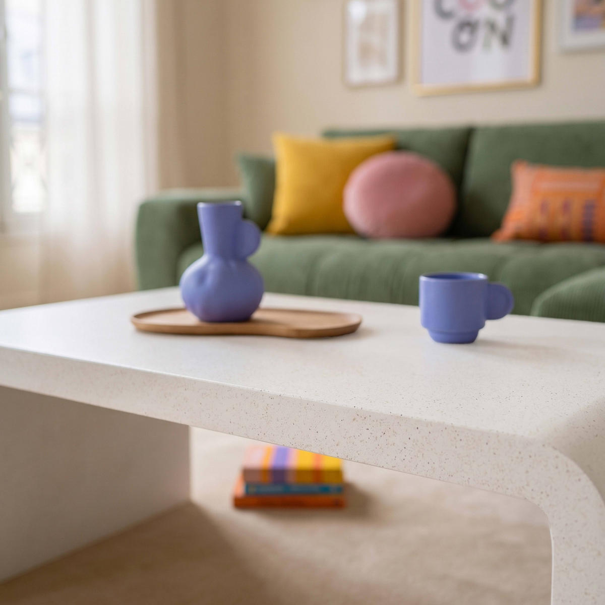 COUCHTISCH, Weiẞ - Weiß, Stein (60/100/40cm) - Oviala