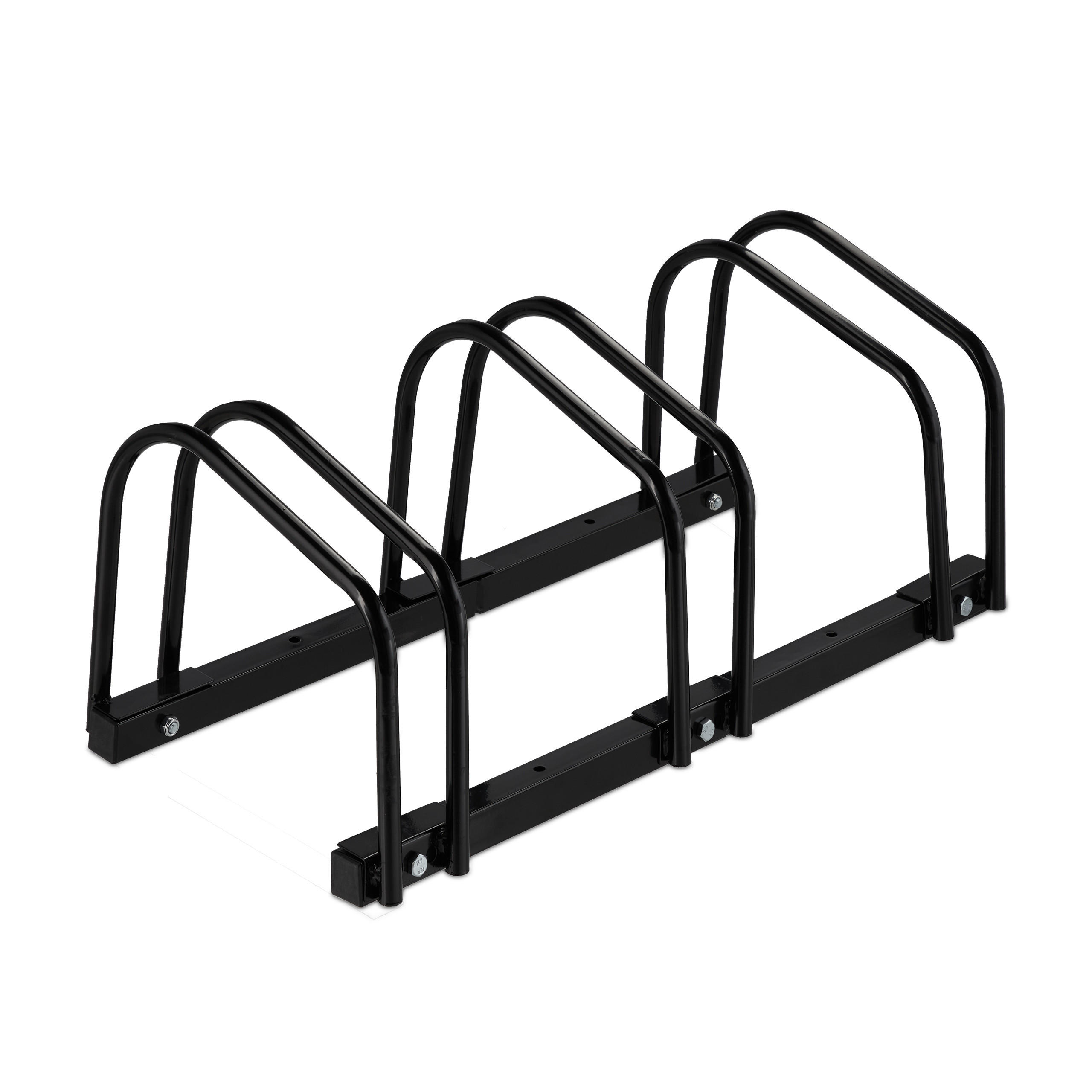 FAHRRADSTÄNDER Schwarz für 3 Fahrräder - Schwarz, Metall (67.5/27/33cm) - Relaxdays