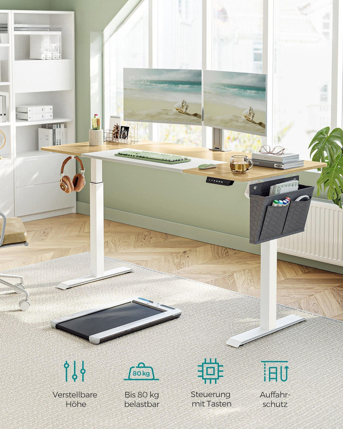 HÖHENVERSTELLBARER SCHREIBTISCH TIRANA - Gelb, Holzwerkstoff (70/160/120cm) - Hansiro