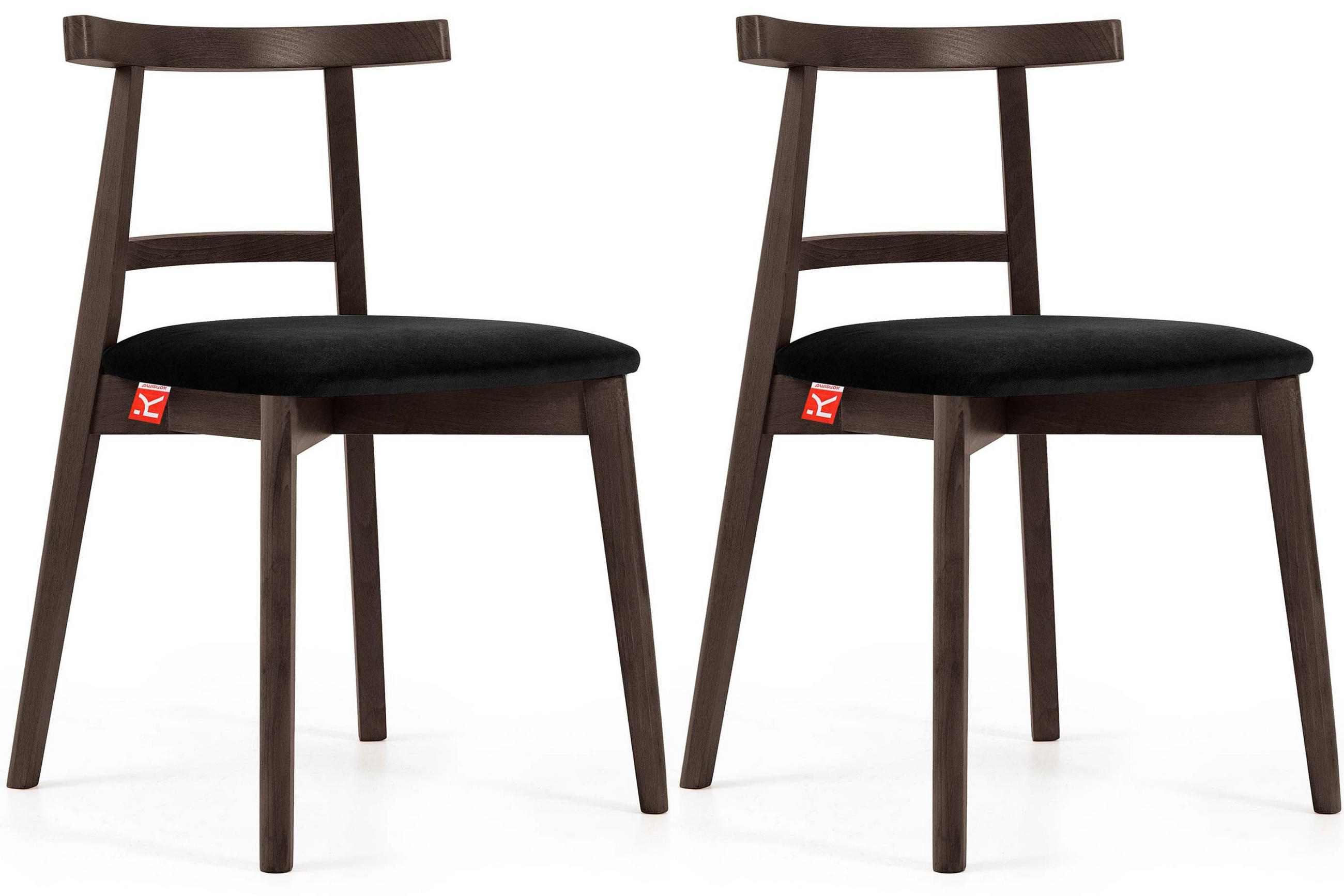ESSTISCHSTÜHLE LILIO 2 St Vintage, Schwarz / dunkelbraun - Dunkelbraun/Schwarz, Holz/Textil (47/76/45cm) - KONSIMO®