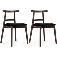 ESSTISCHSTÜHLE LILIO 2 St Vintage, Schwarz / dunkelbraun - Dunkelbraun/Schwarz, Holz/Textil (47/76/45cm) - KONSIMO®