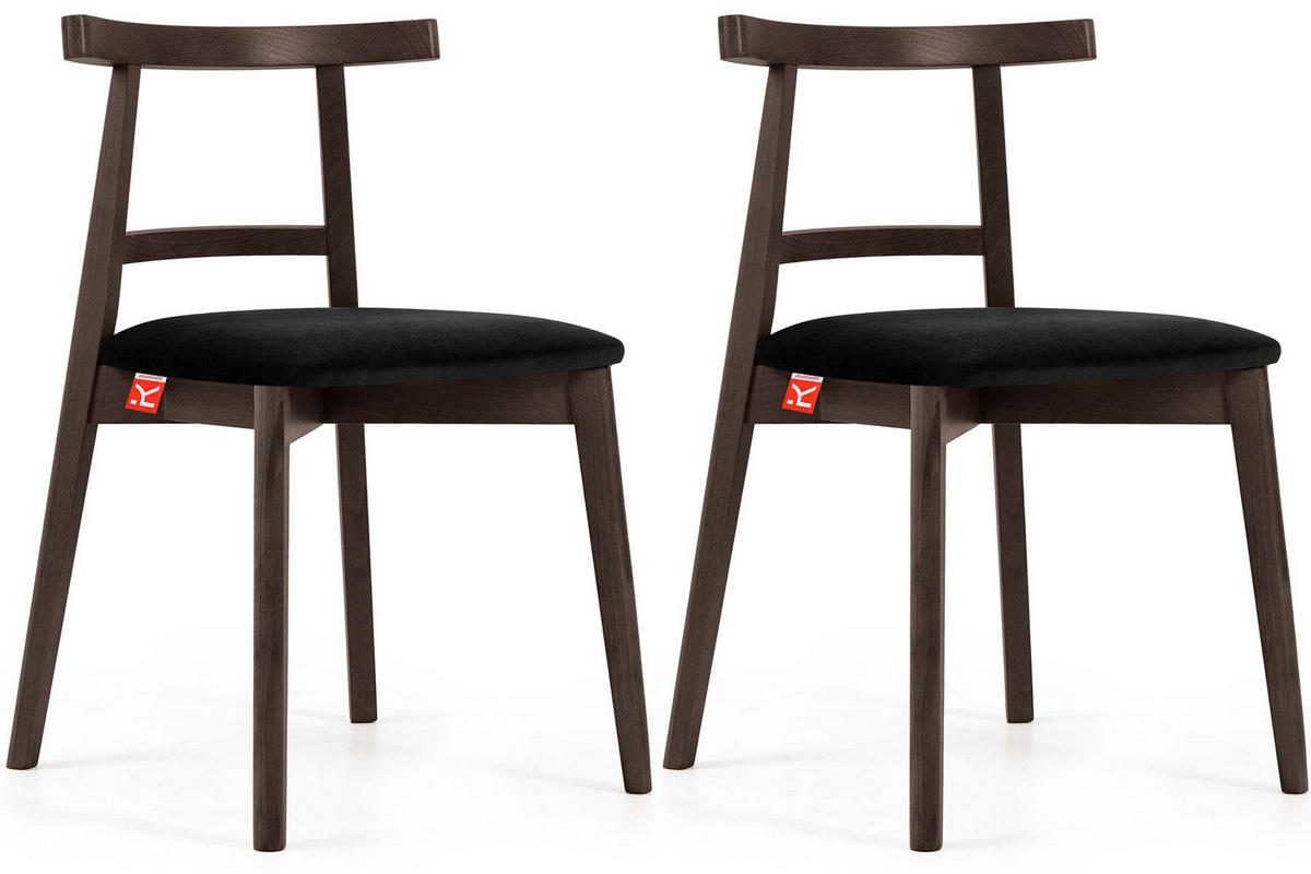 ESSTISCHSTÜHLE LILIO 2 St Vintage, Schwarz / dunkelbraun - Dunkelbraun/Schwarz, Holz/Textil (47/76/45cm) - KONSIMO®